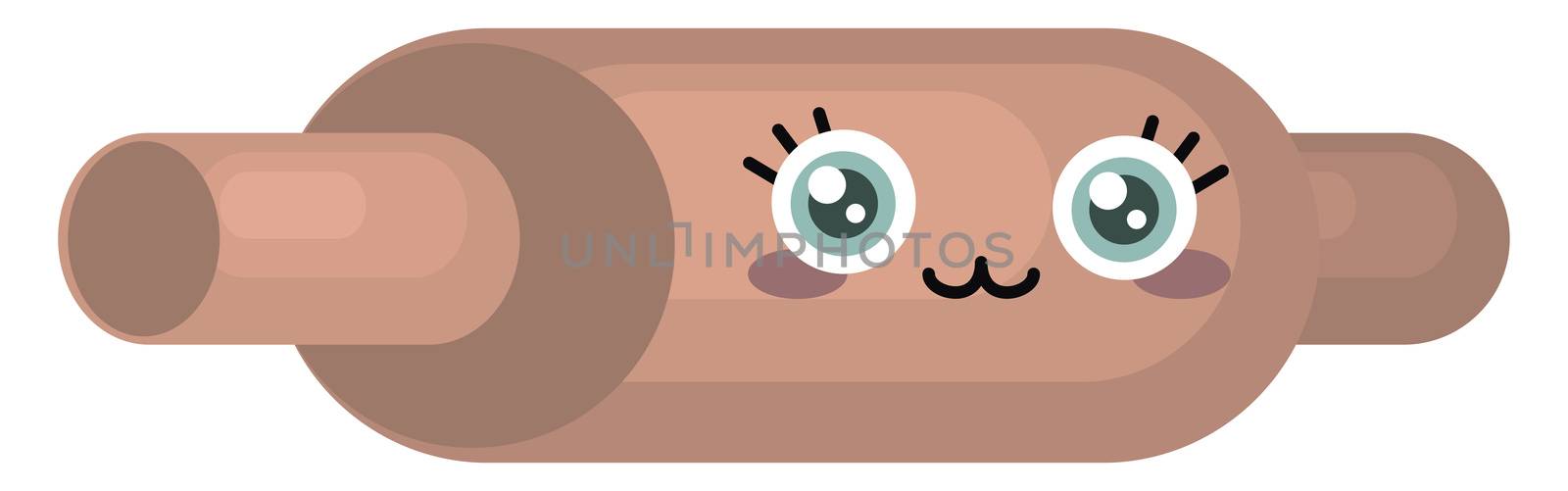 Cute rolling pin , illustration, vector on white background by Morphart