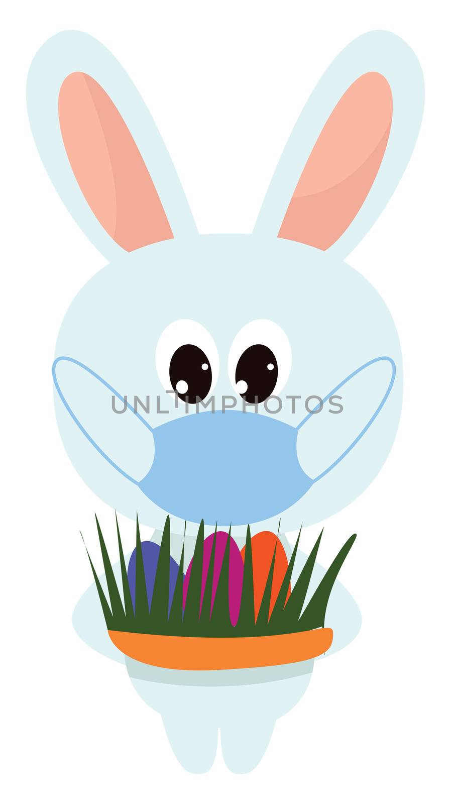 Bunny with eggs , illustration, vector on white background