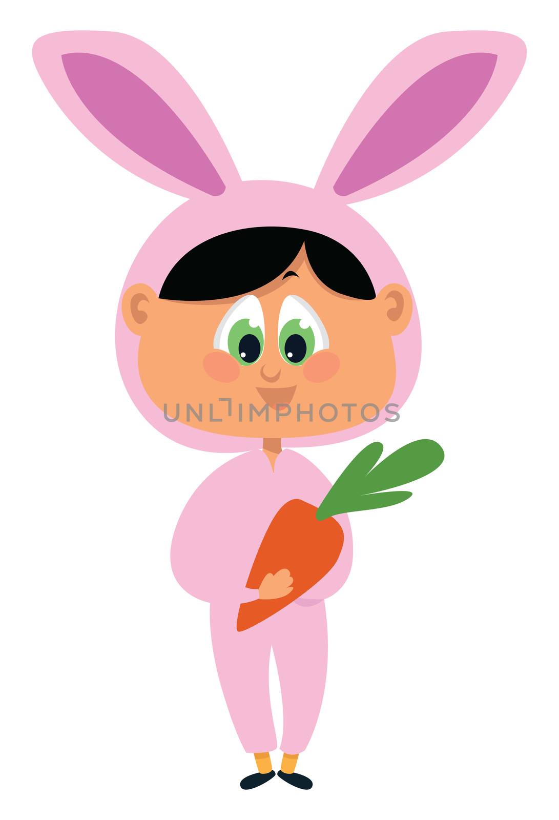 Girl in rabbit suit , illustration, vector on white background by Morphart