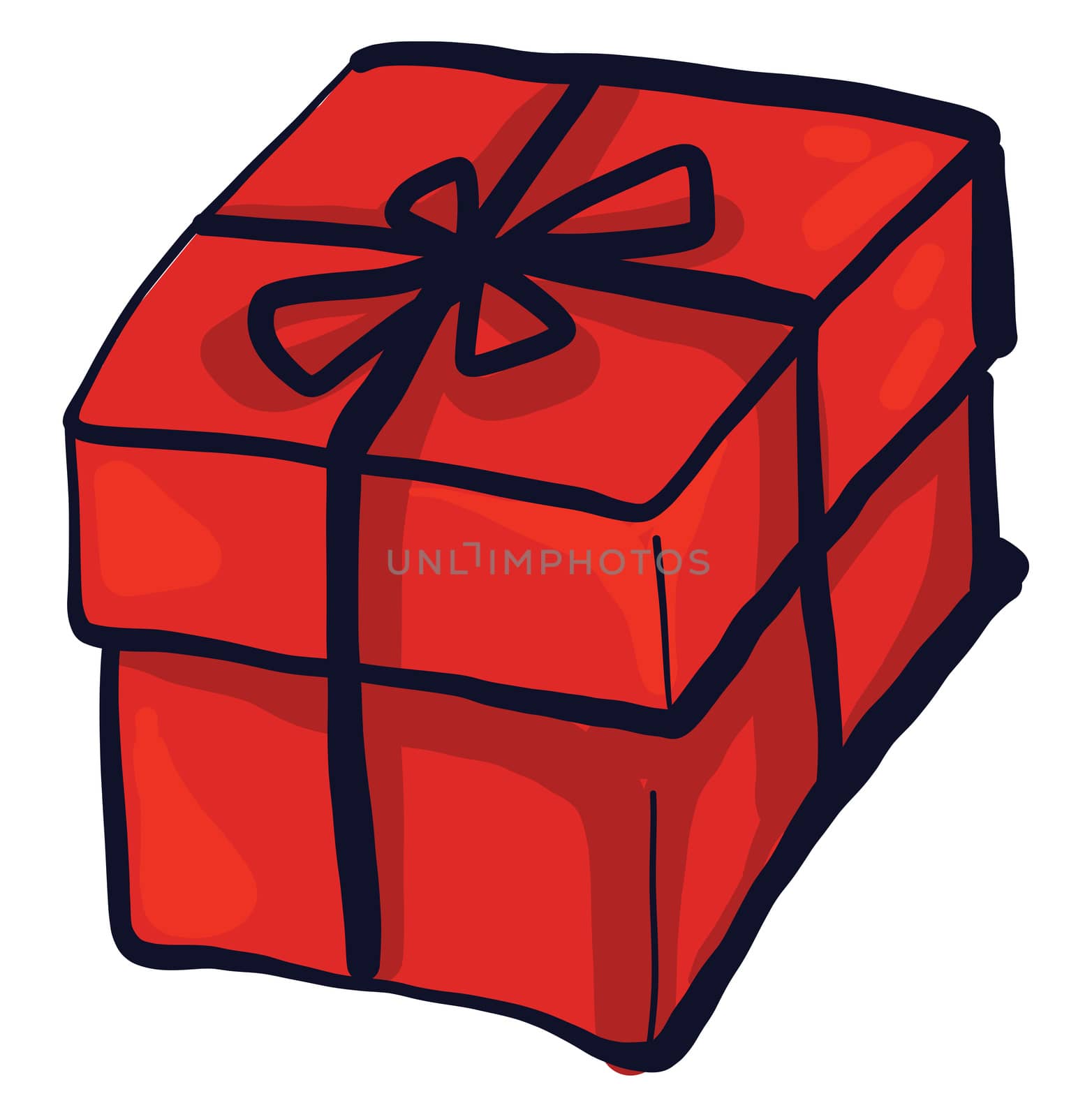 Red gift box , illustration, vector on white background by Morphart