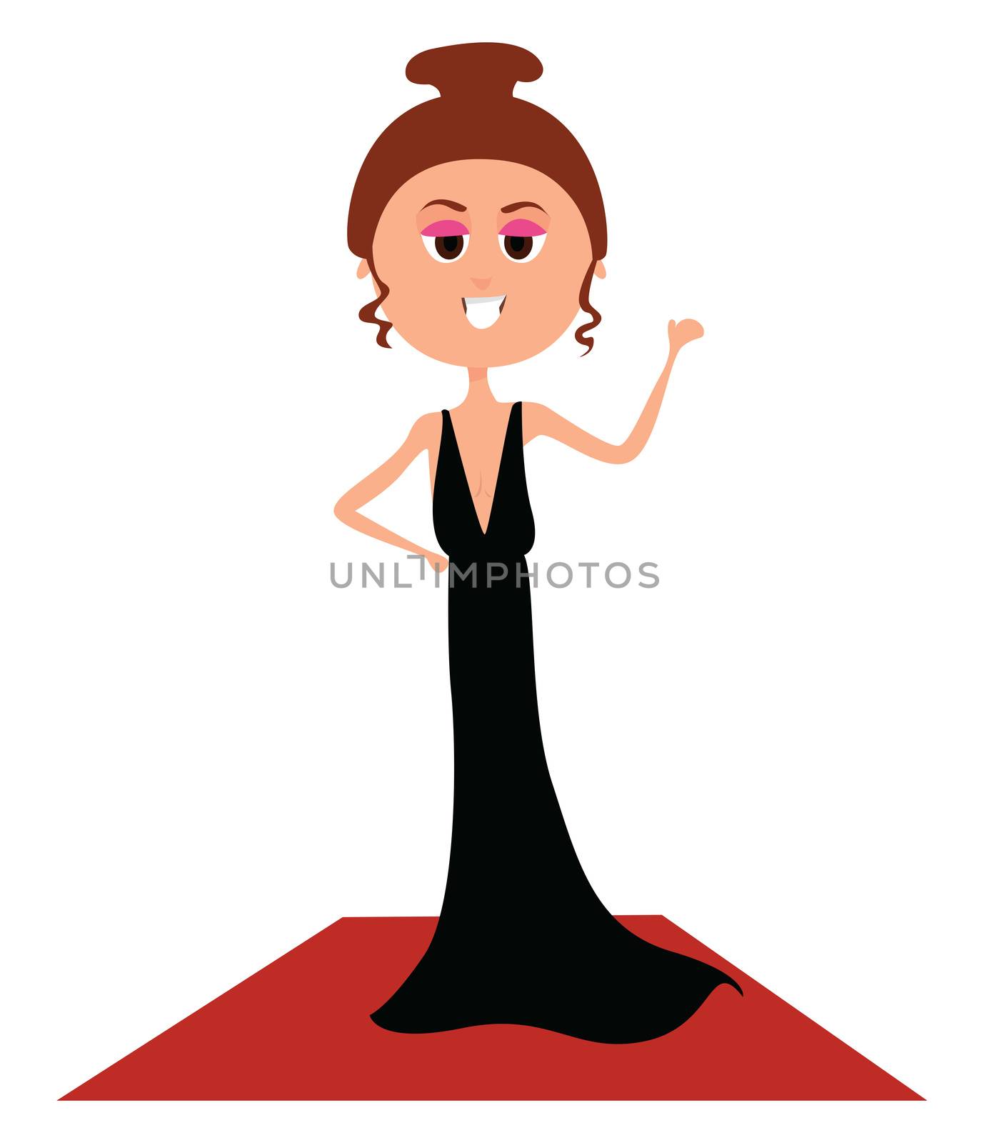 Woman on red carpet , illustration, vector on white background