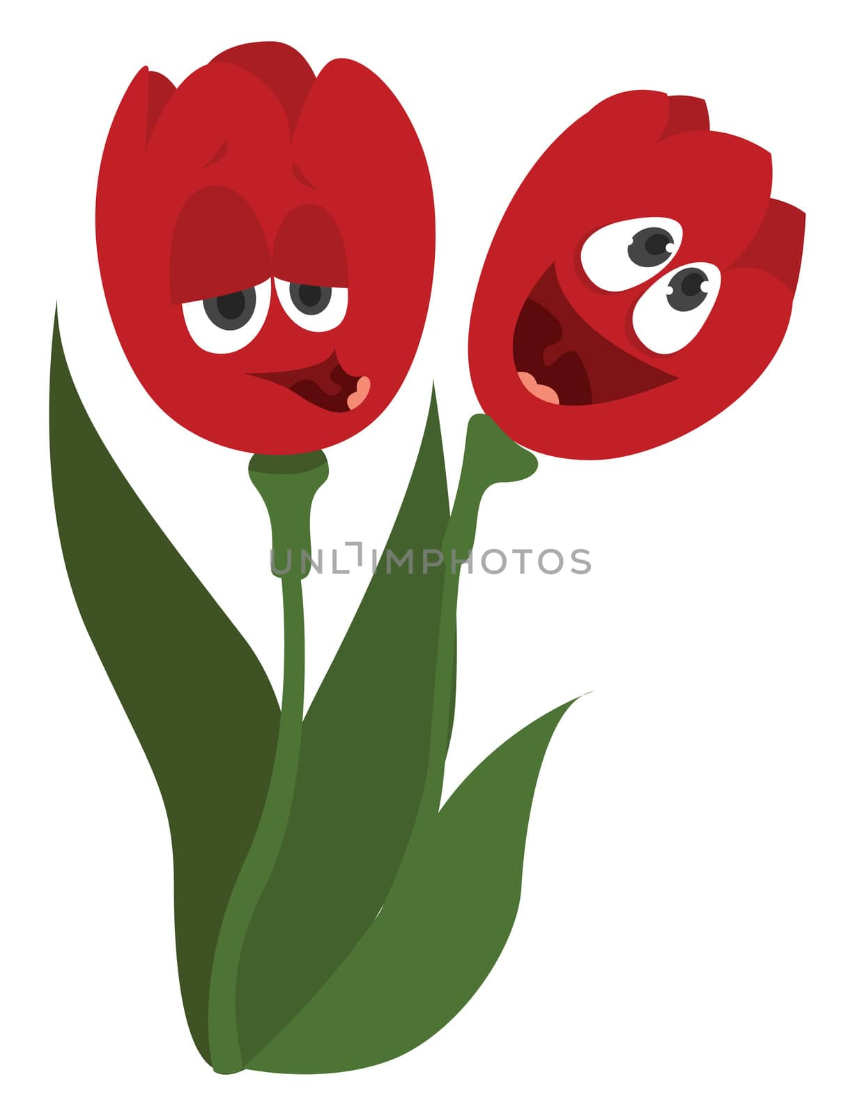 Singing tulips , illustration, vector on white background by Morphart