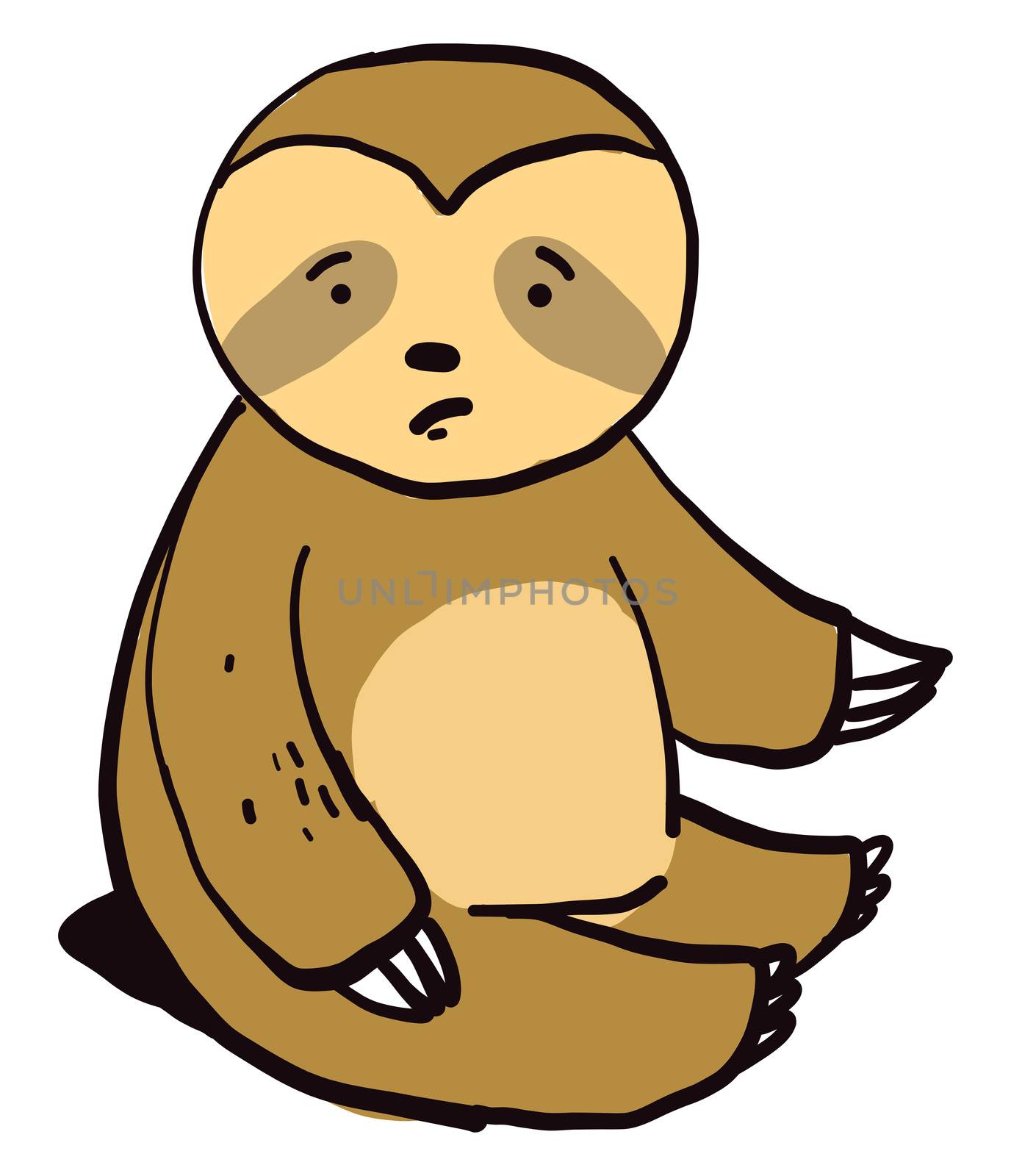 Sad sloth , illustration, vector on white background