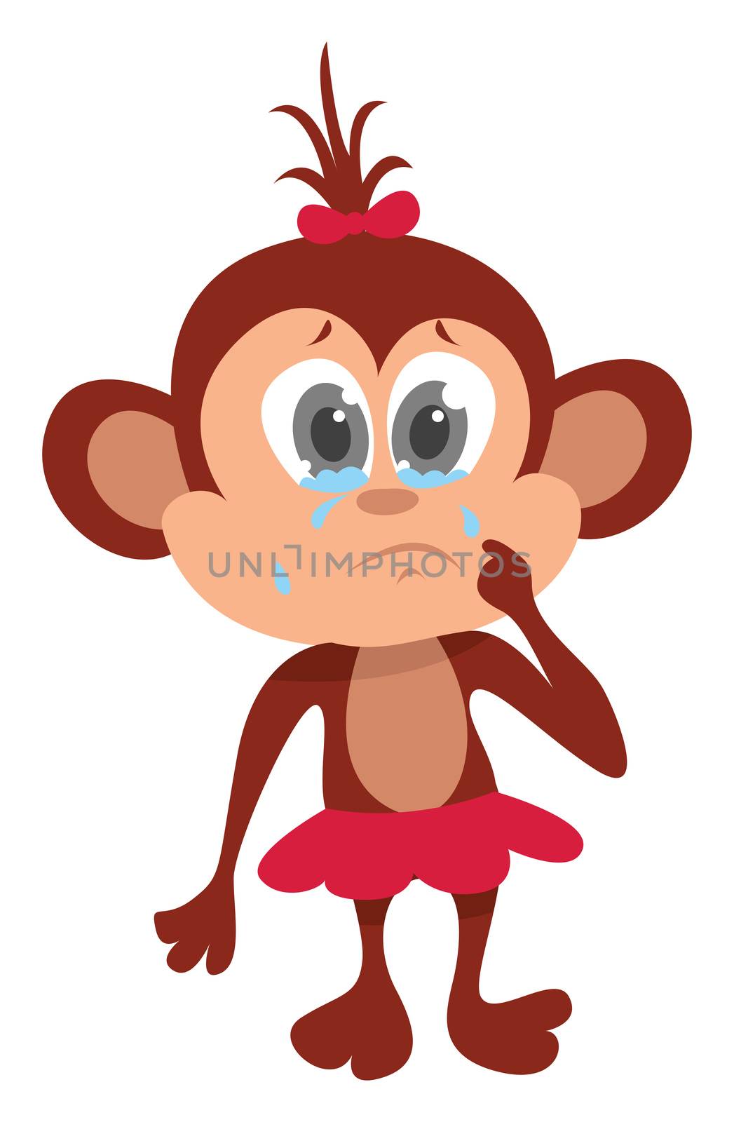 Sad little monkey , illustration, vector on white background