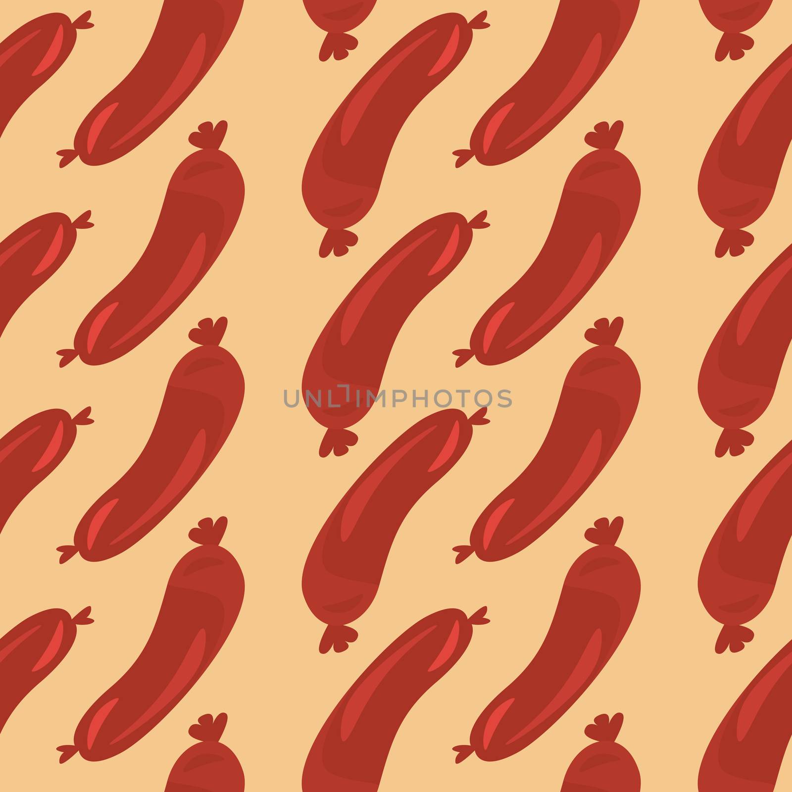 Delicious sausage , illustration, vector on white background