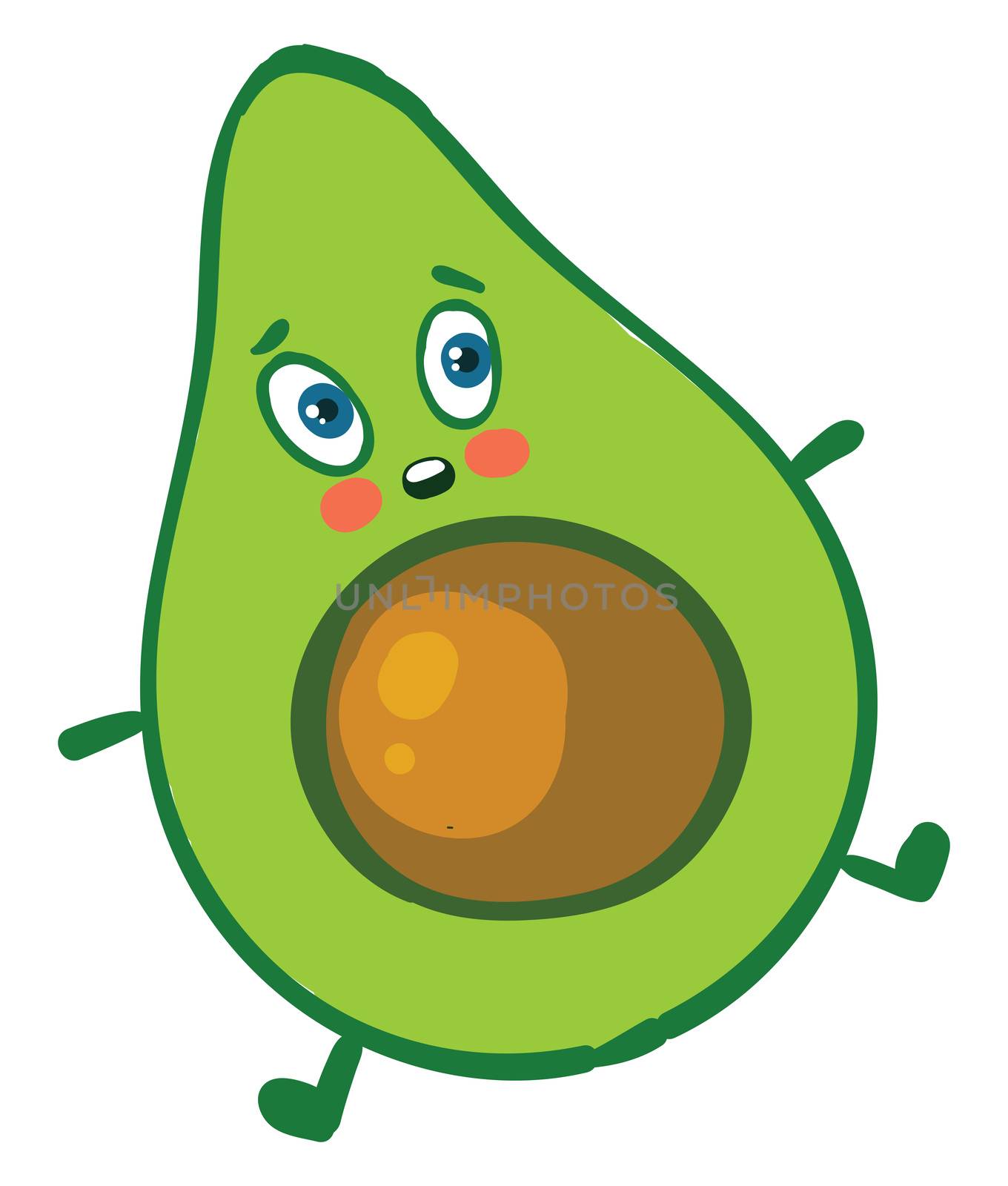 Scared avocado , illustration, vector on white background by Morphart