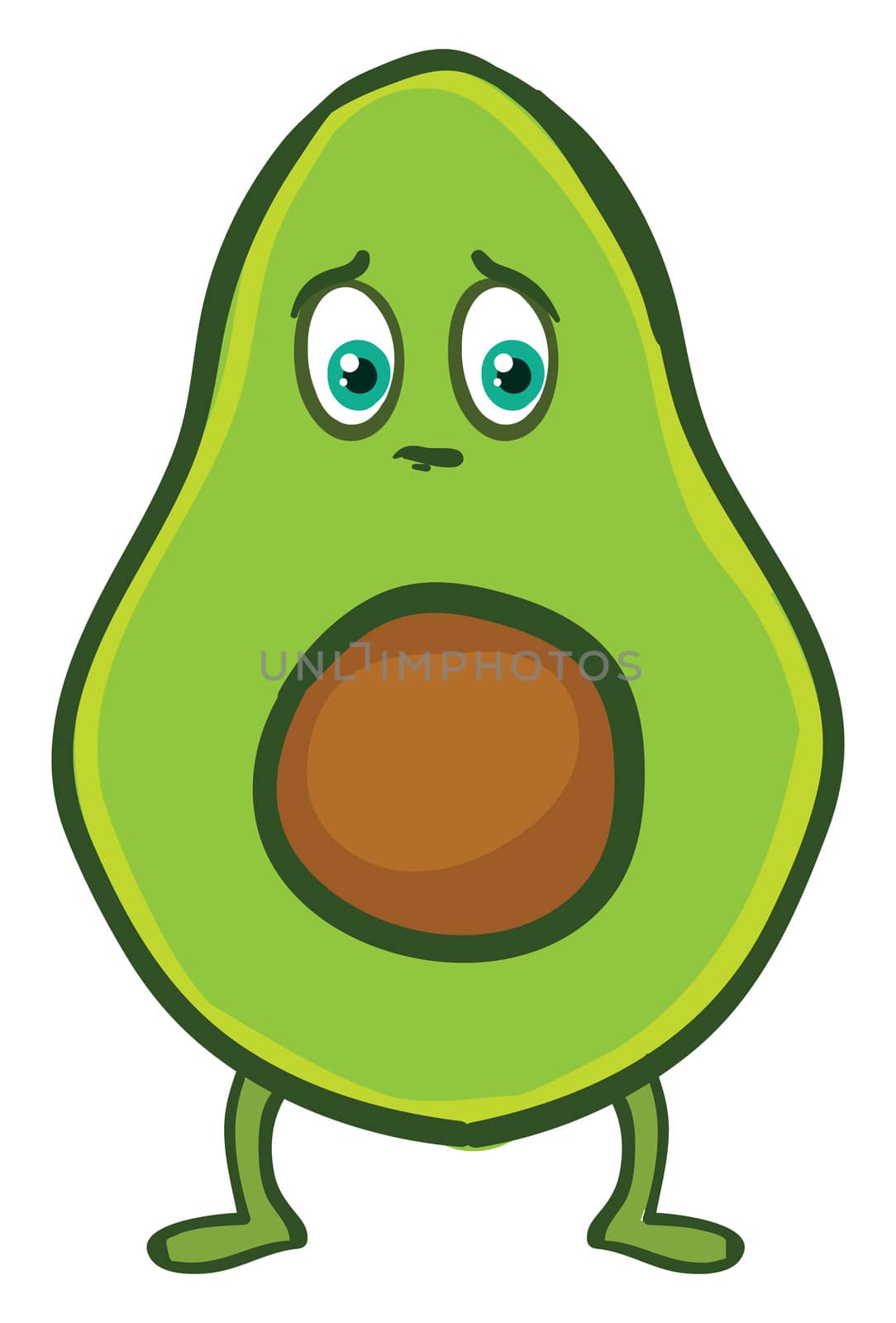Sad avocado , illustration, vector on white background