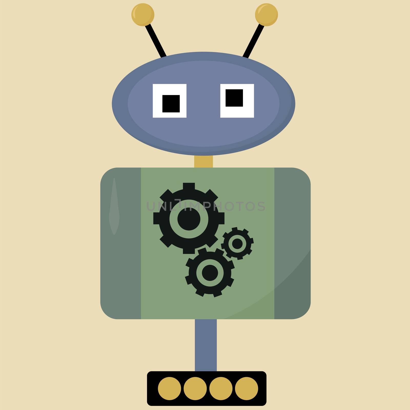 Robot with antennas , illustration, vector on white background