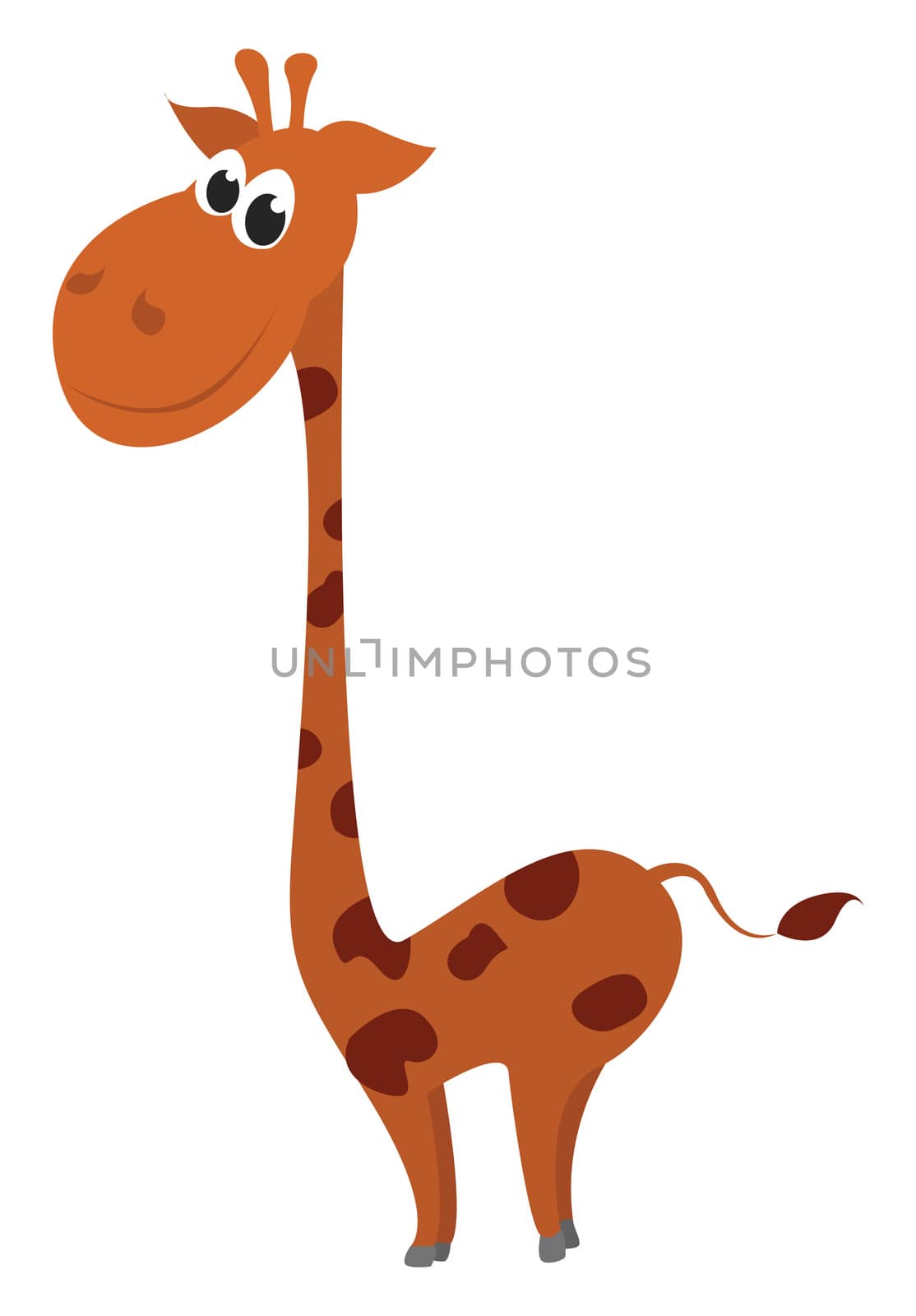 Smiling giraffe , illustration, vector on white background by Morphart