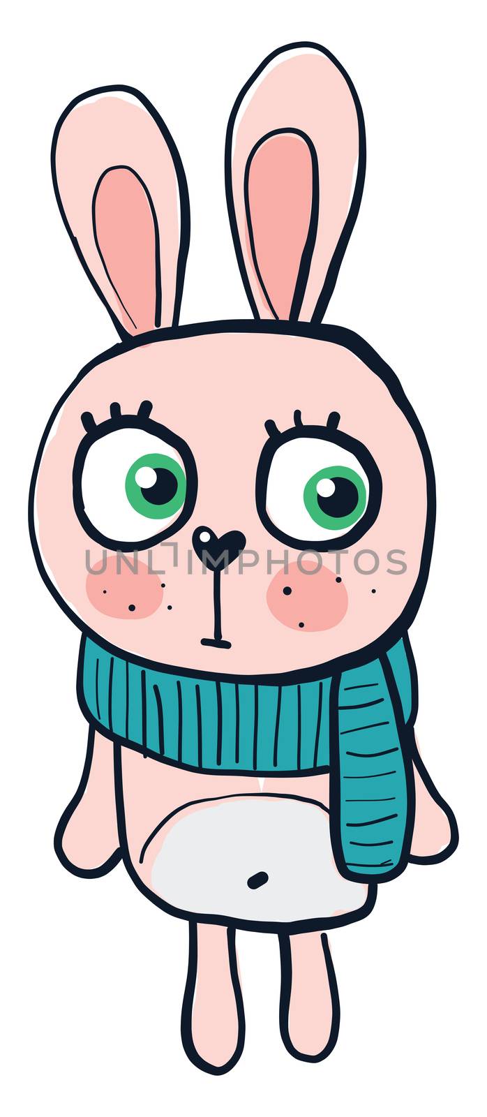 Scared bunny , illustration, vector on white background