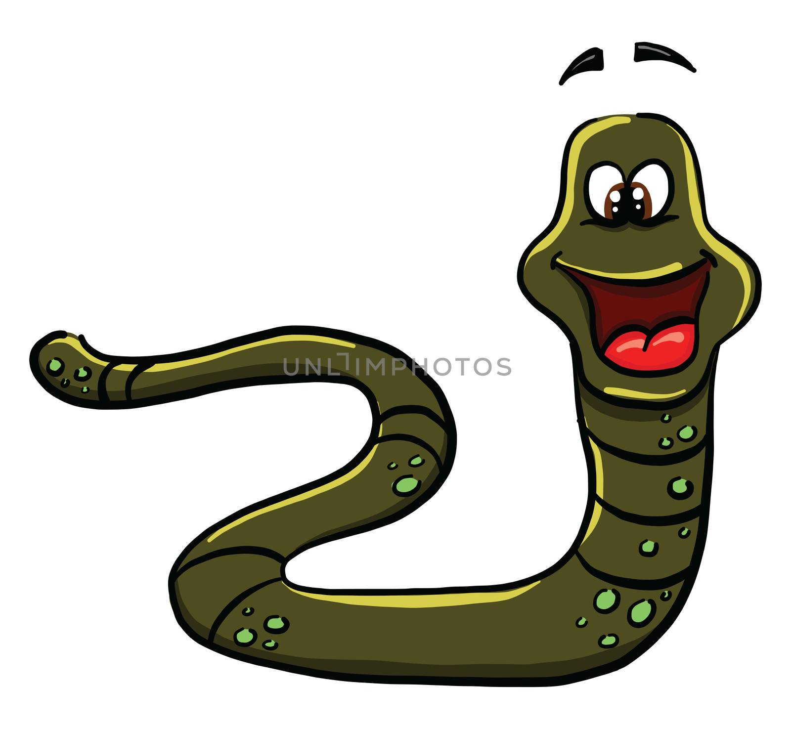 Green snake , illustration, vector on white background by Morphart