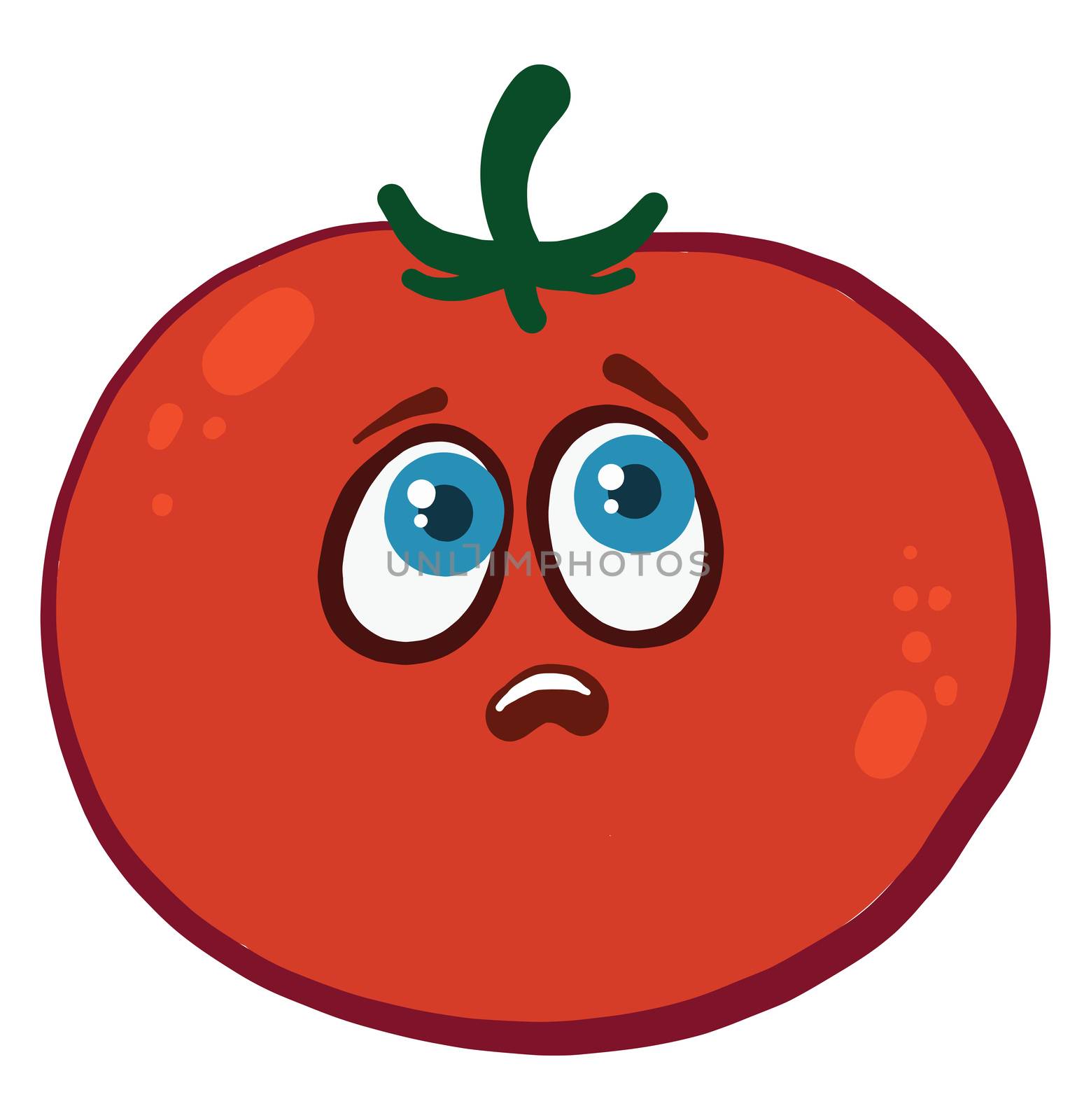 Scared tomato , illustration, vector on white background by Morphart