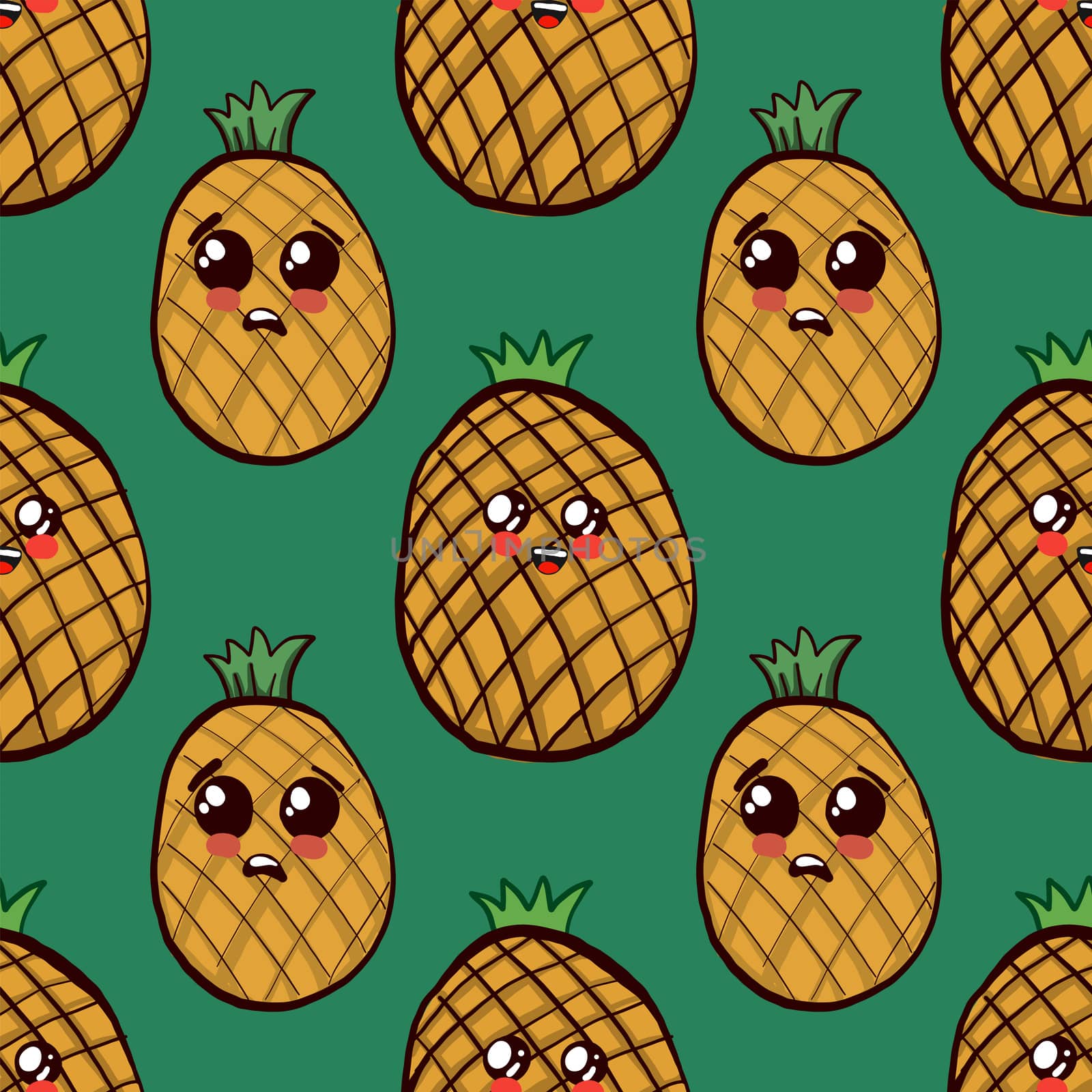 Pineapples pattern , illustration, vector on white background by Morphart