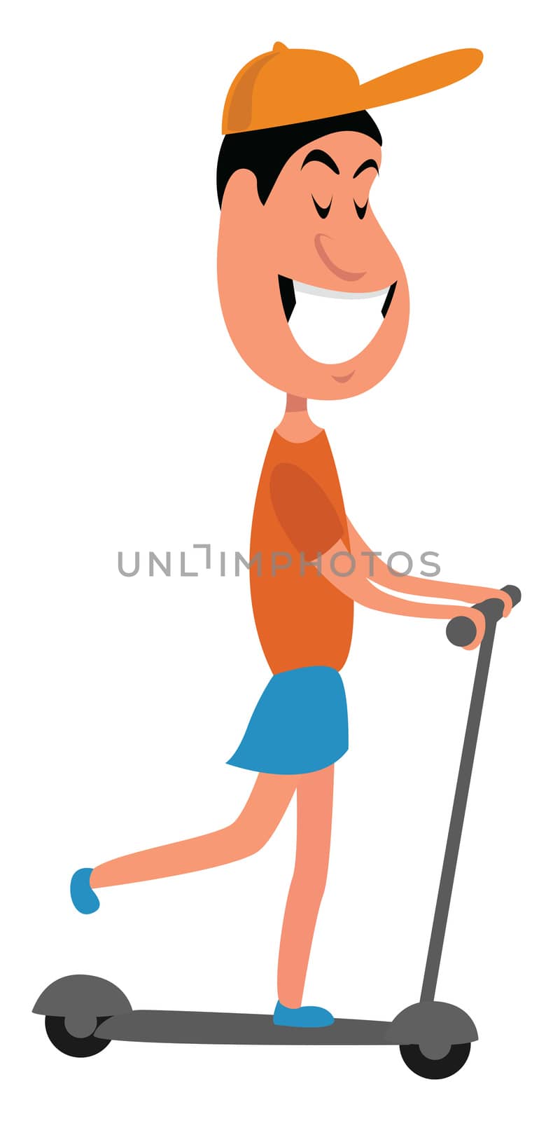 Guy on scooter , illustration, vector on white background