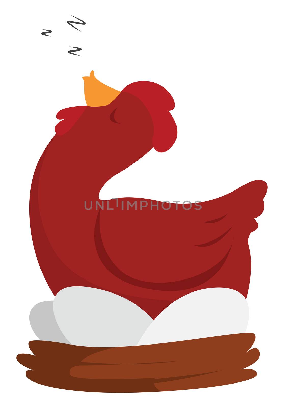 Sleeping chicken , illustration, vector on white background