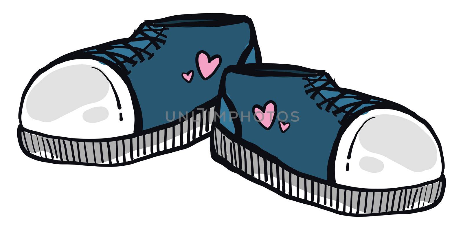 Blue sneakers , illustration, vector on white background