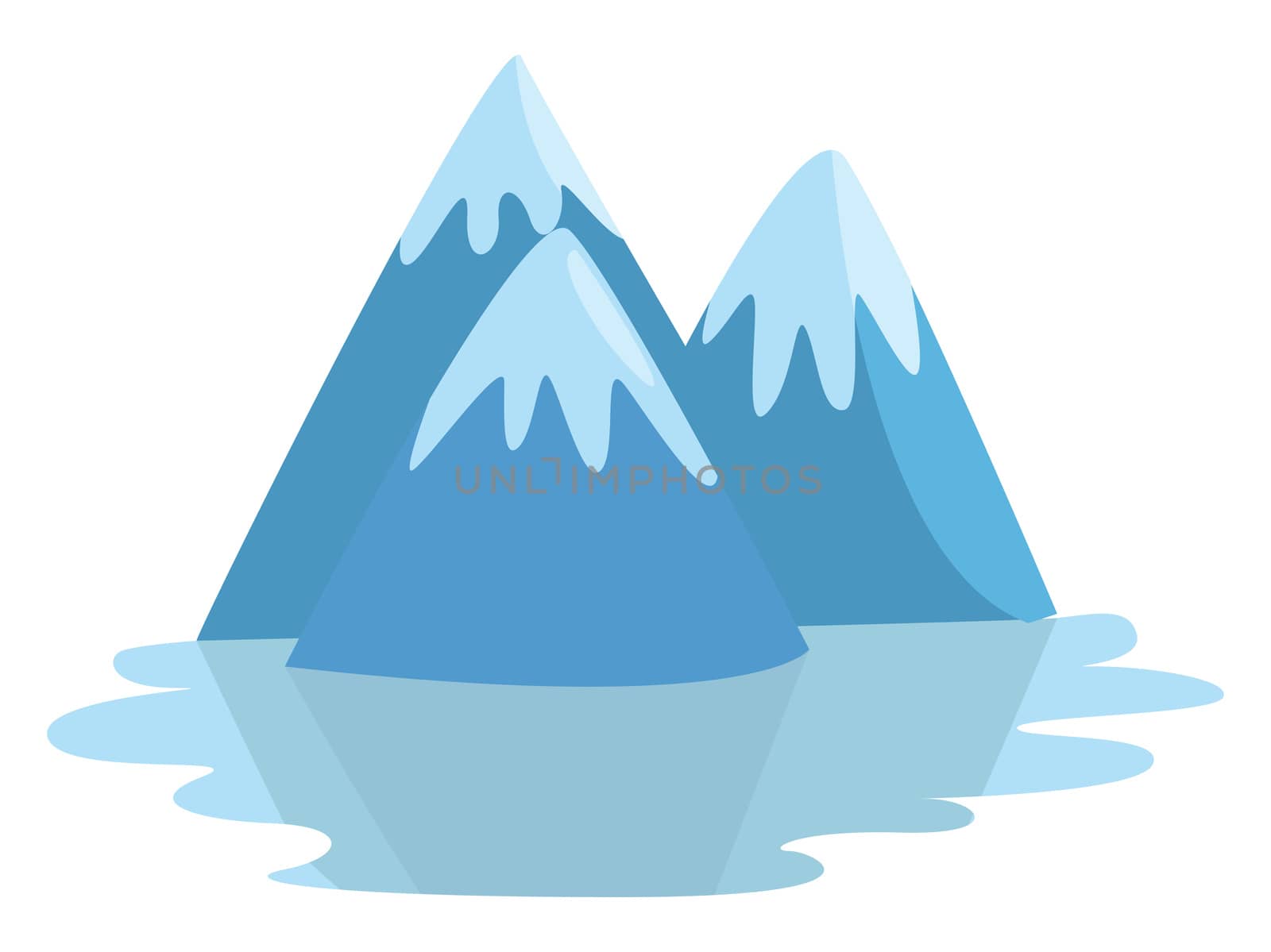 Snow capped mountains , illustration, vector on white background by Morphart