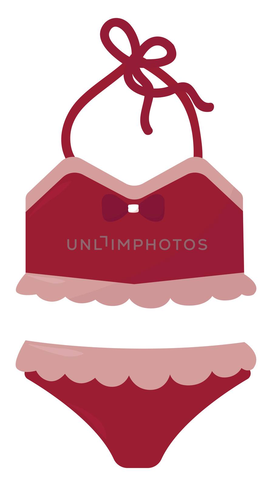 Red swimsuit , illustration, vector on white background by Morphart