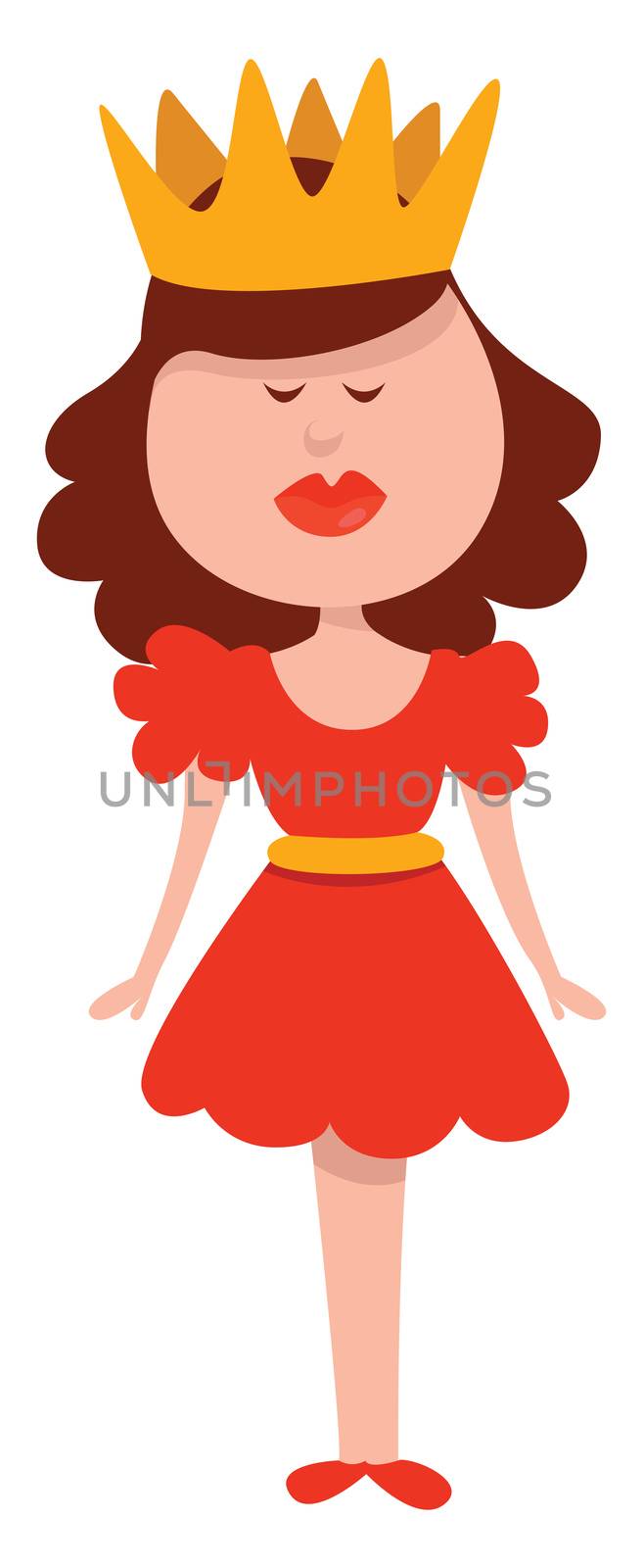 Princess with crown , illustration, vector on white background by Morphart