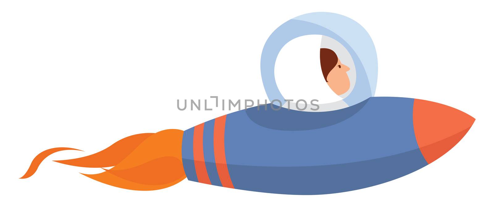 Blue space rocket , illustration, vector on white background