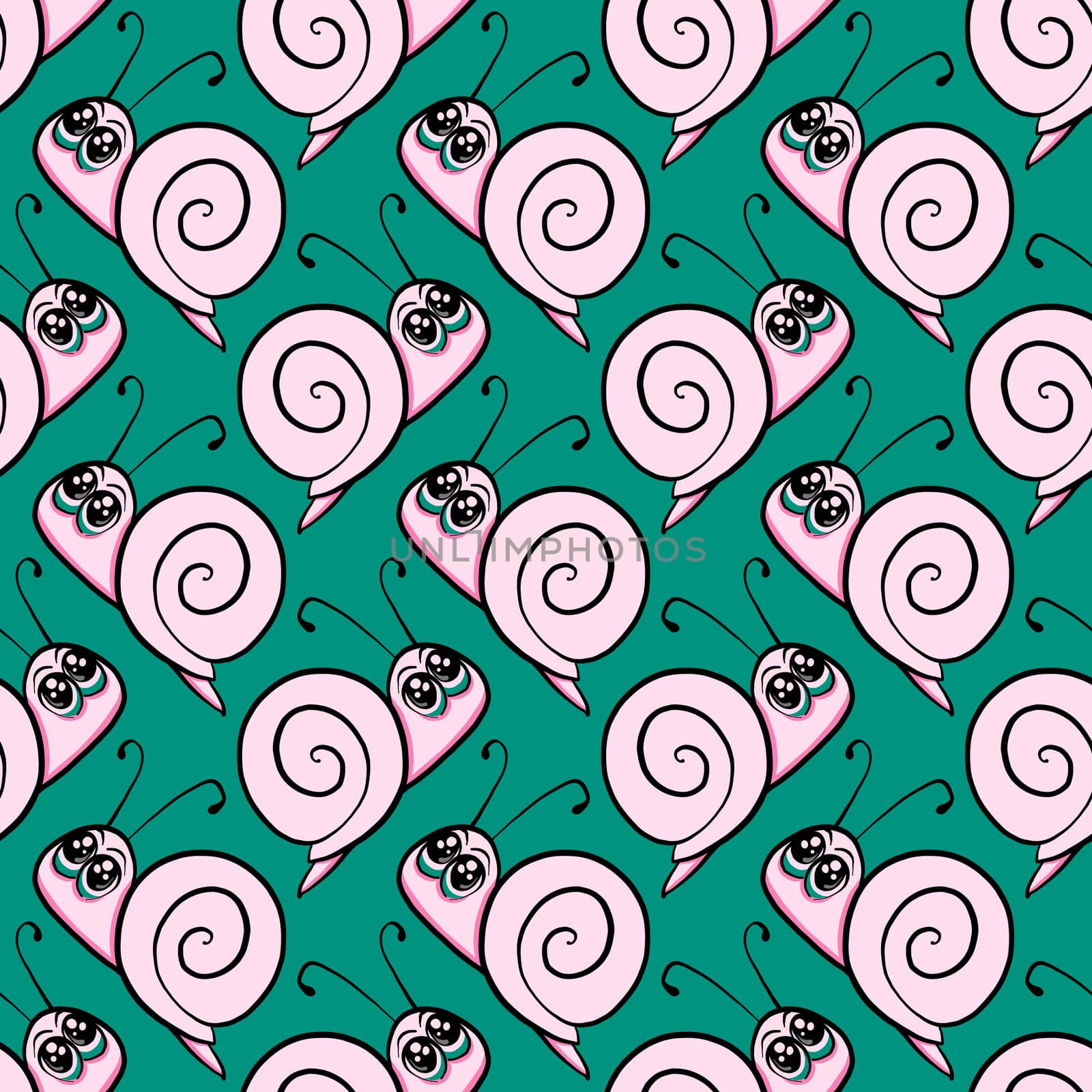 Snail pattern , illustration, vector on white background by Morphart