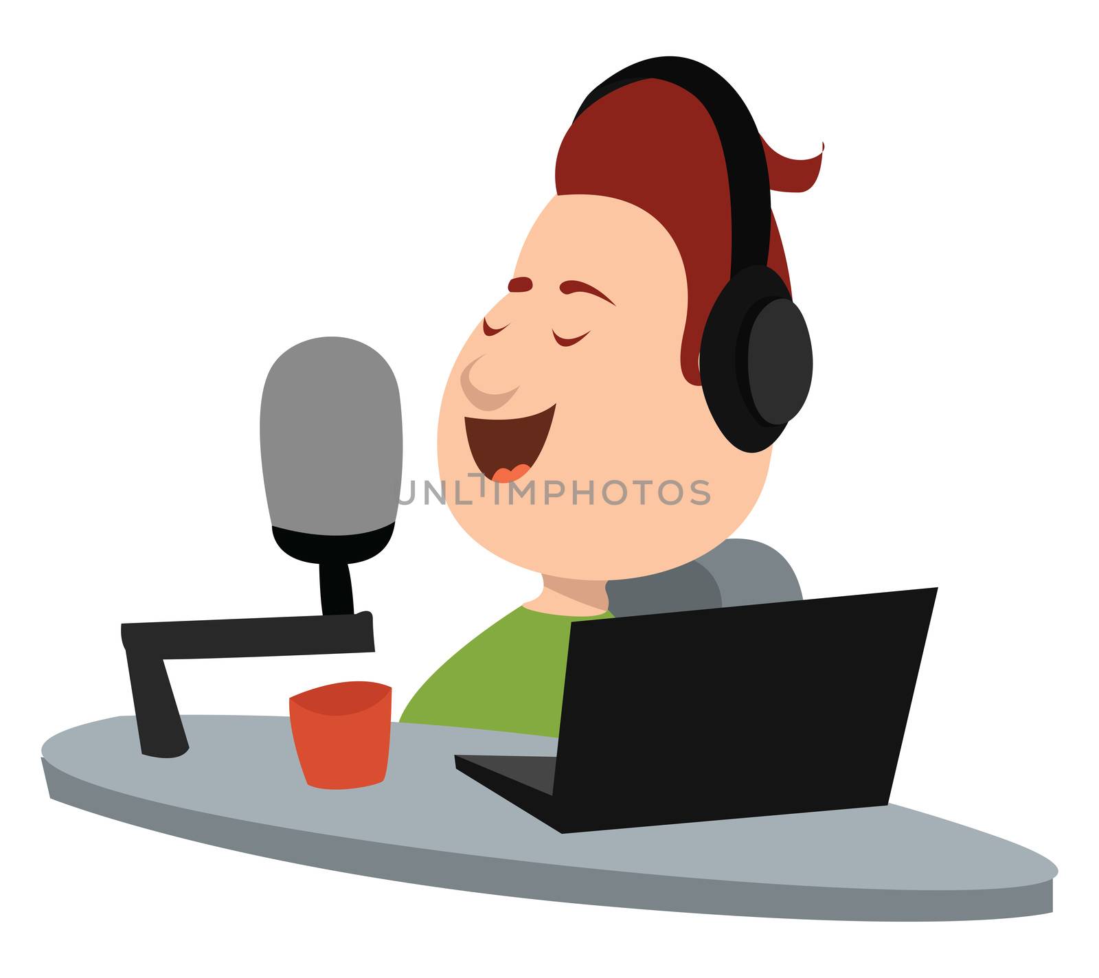 Radio host , illustration, vector on white background by Morphart