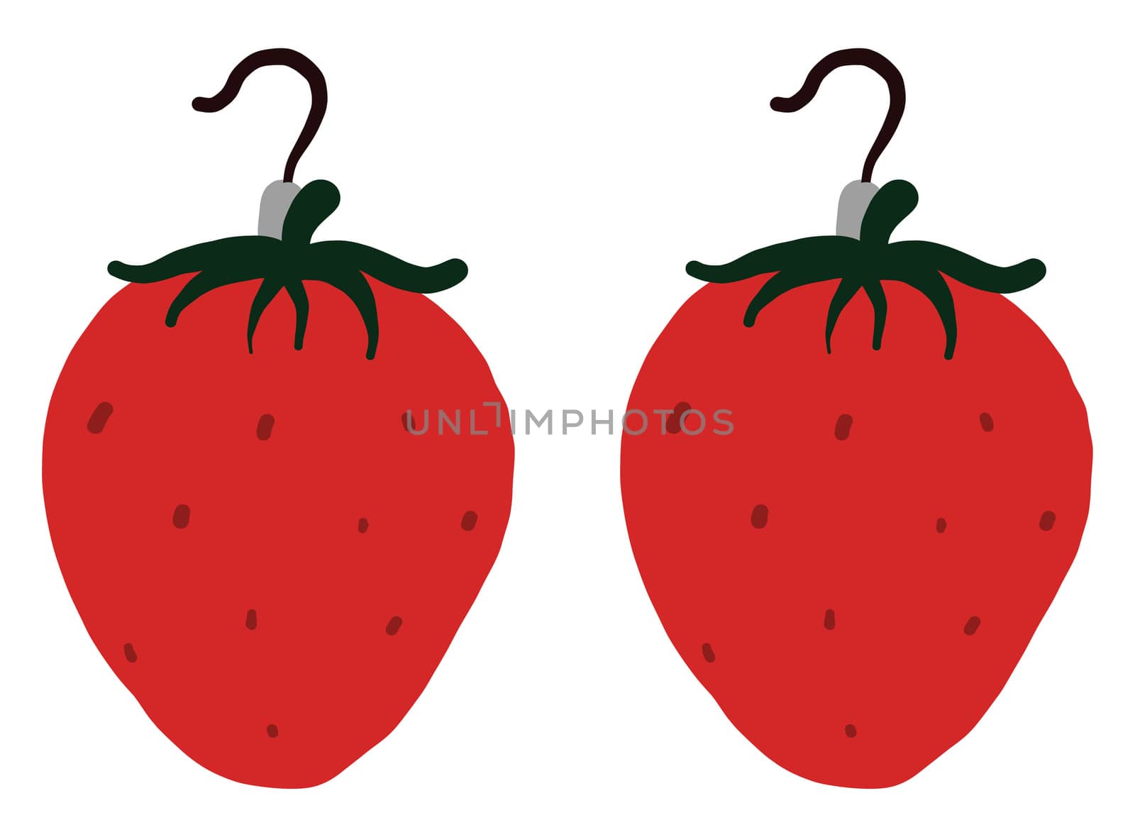 Strawberry earrings , illustration, vector on white background by Morphart