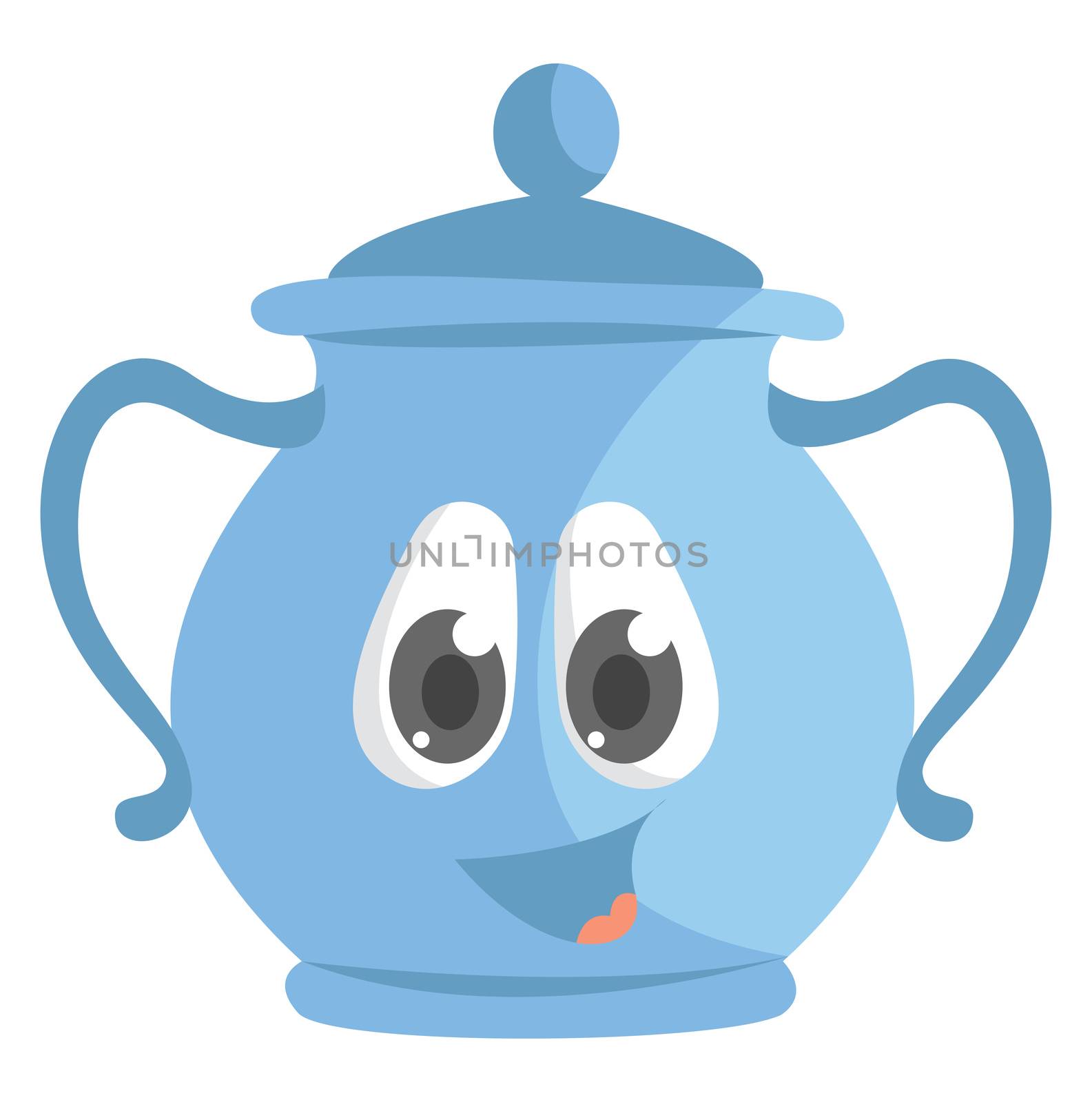Blue sugar bowl , illustration, vector on white background by Morphart