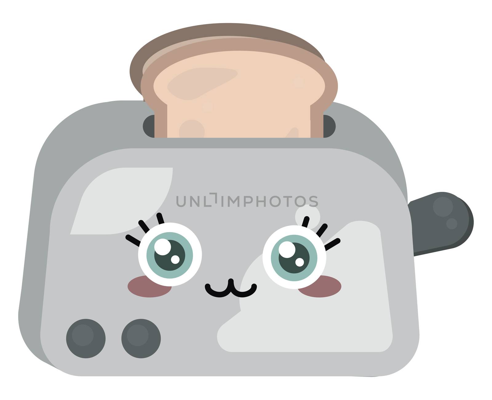 Toast and toaster , illustration, vector on white background