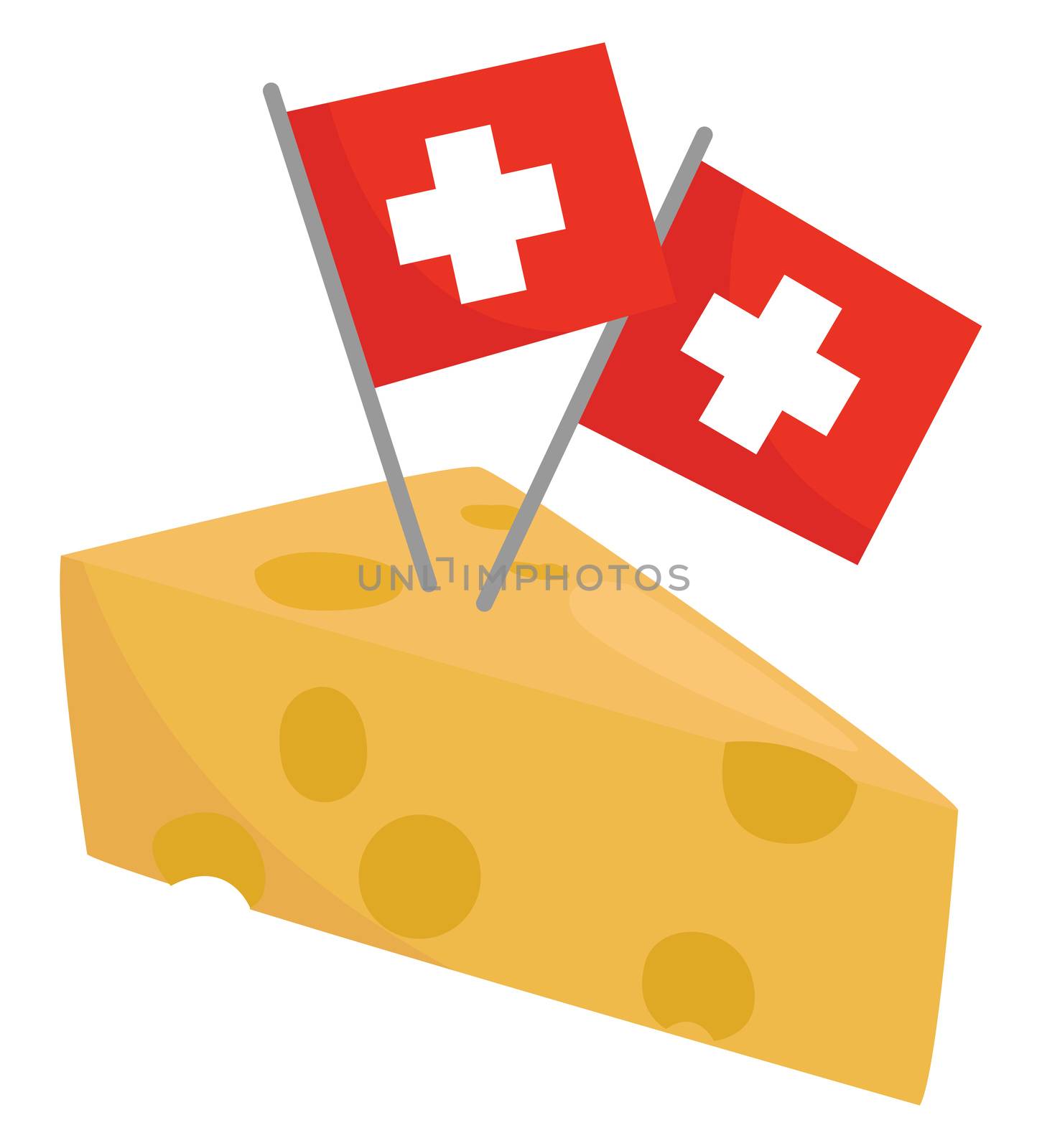 Swiss cheese , illustration, vector on white background