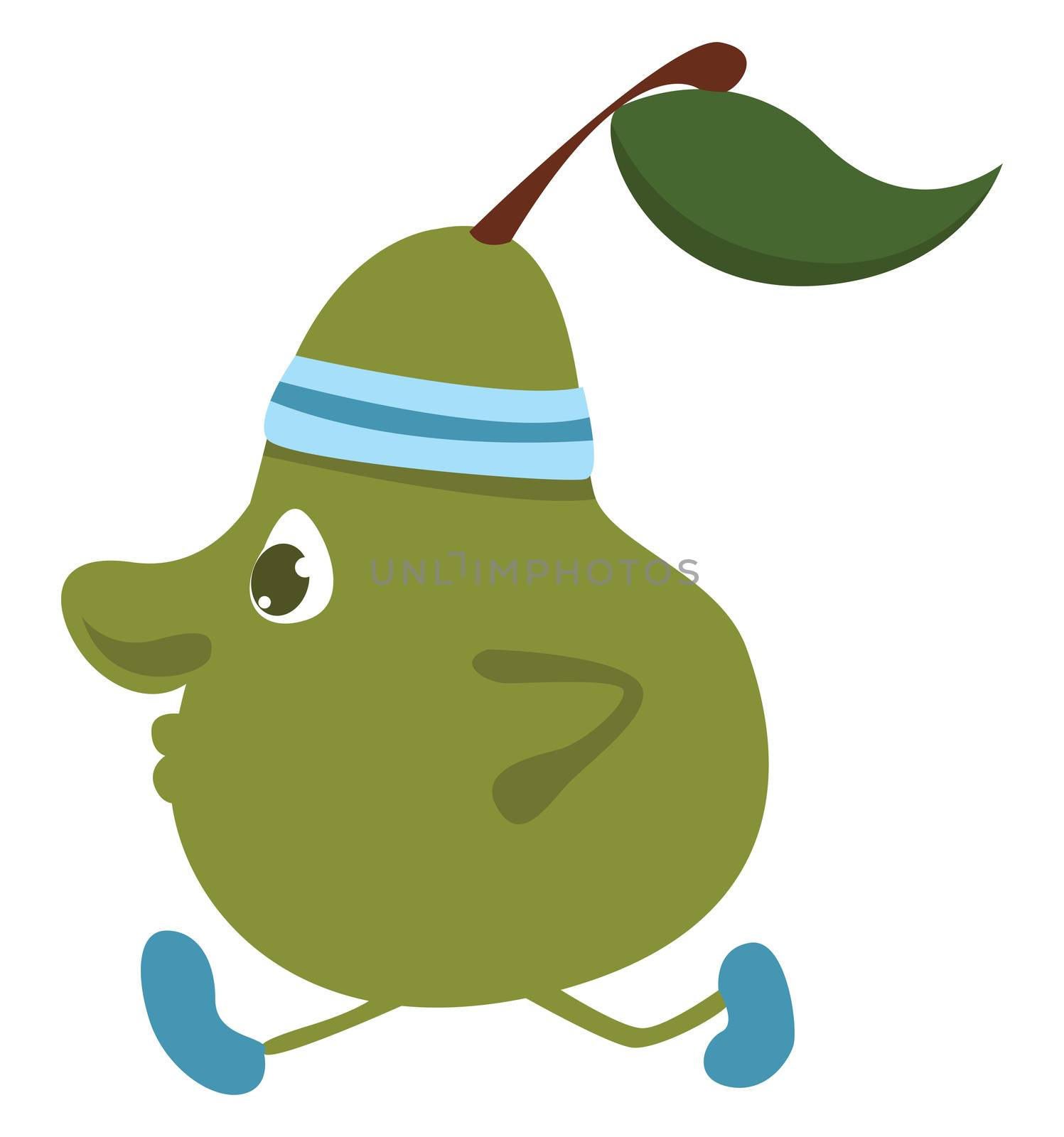Running pear , illustration, vector on white background