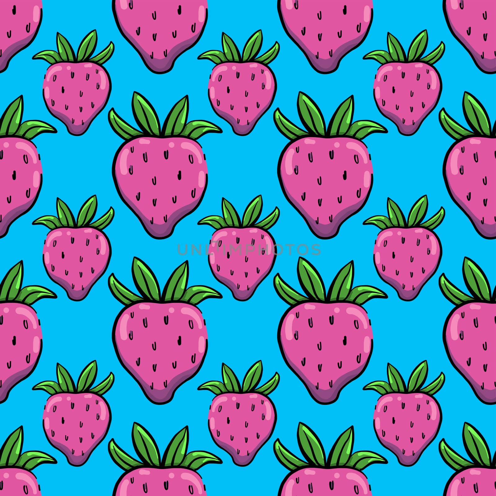Strawberries pattern , illustration, vector on white background by Morphart
