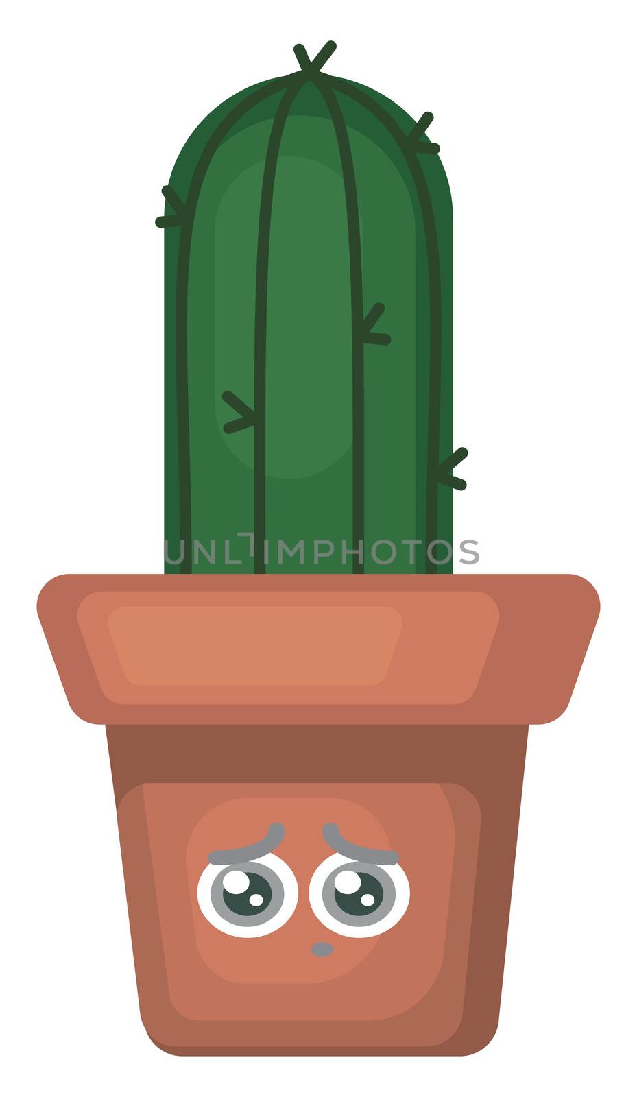 Cactus in sad pot , illustration, vector on white background by Morphart