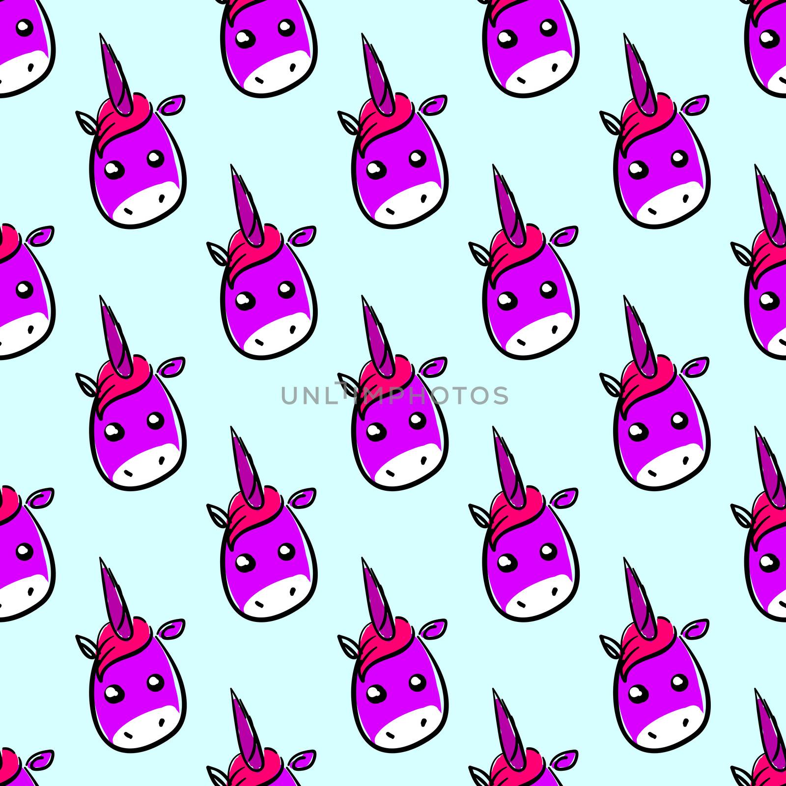 Unicorn head pattern , illustration, vector on white background