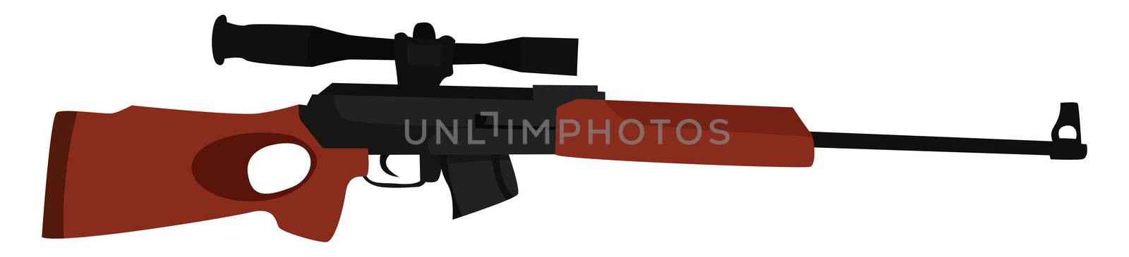 Sniper rifle with scope , illustration, vector on white background