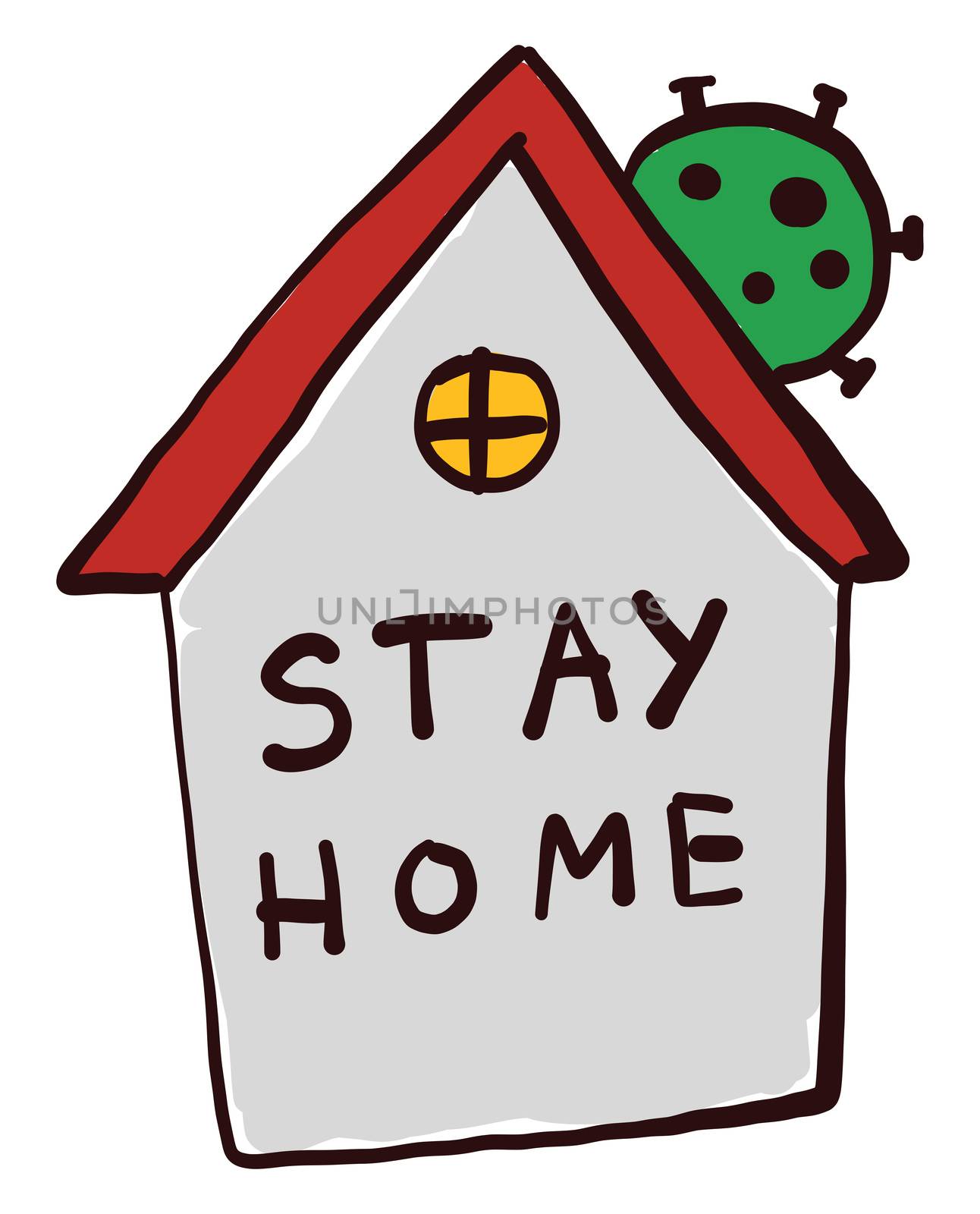 Stay home , illustration, vector on white background