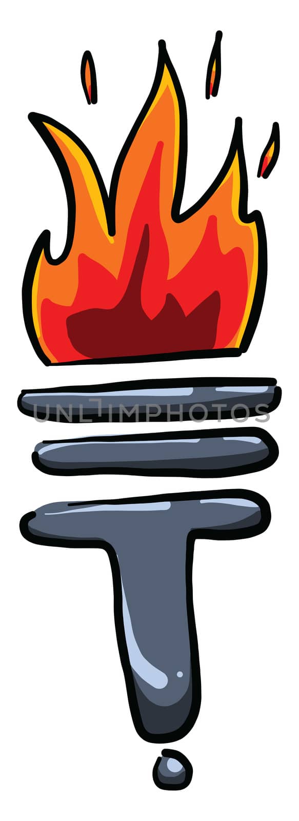 Flame from torch , illustration, vector on white background