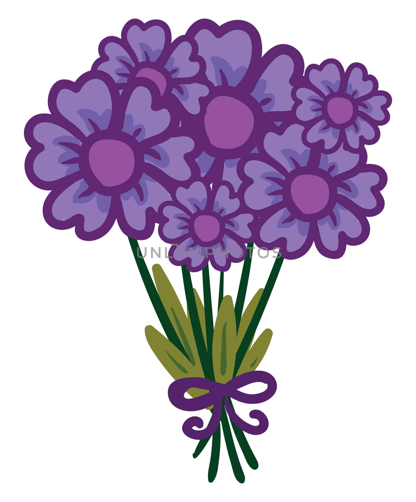 Purple flowers bouquet , illustration, vector on white backgroun by Morphart