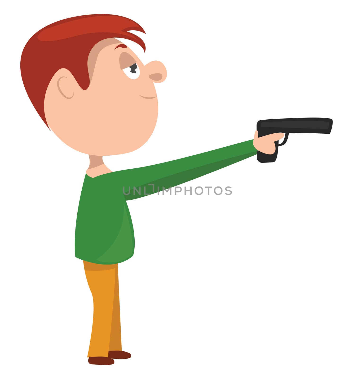 Man with gun , illustration, vector on white background by Morphart