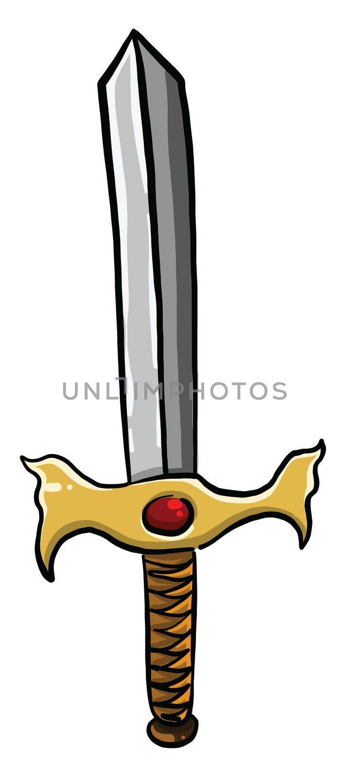 Big sword , illustration, vector on white background by Morphart