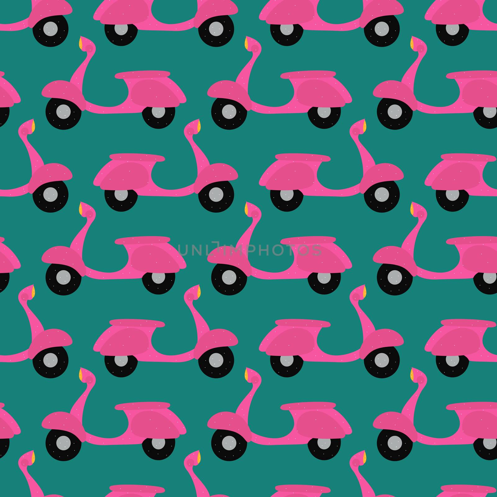 Scooter pattern , illustration, vector on white background by Morphart