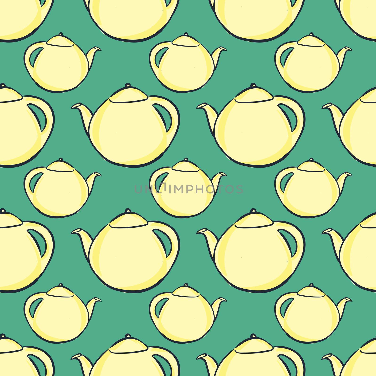 Teapot pattern , illustration, vector on white background by Morphart