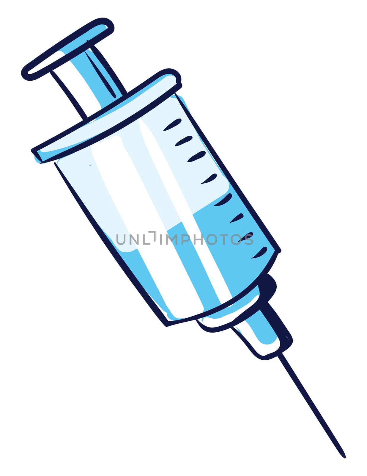 Syringe with big needle , illustration, vector on white backgrou by Morphart