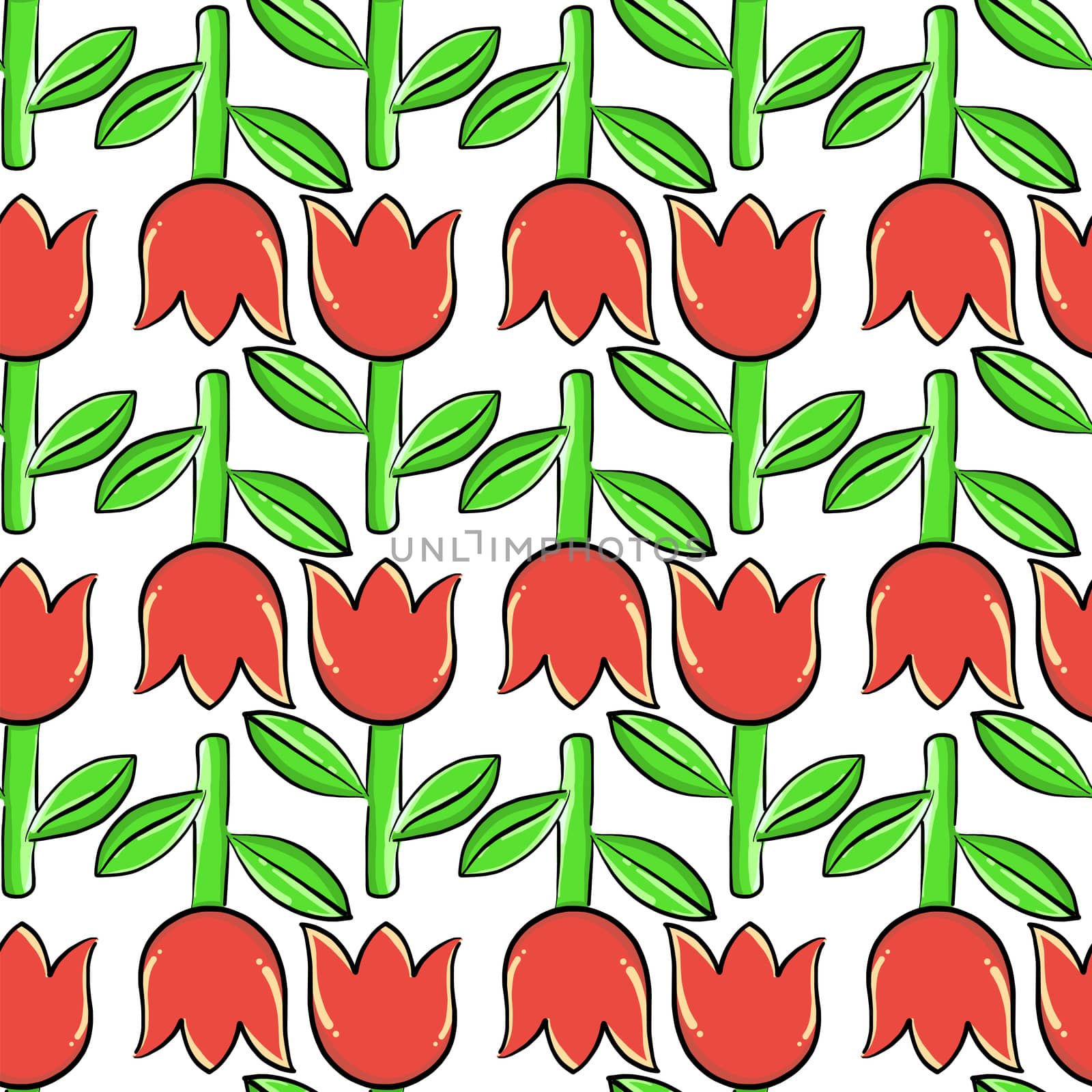 Tulip flower pattern , illustration, vector on white background by Morphart