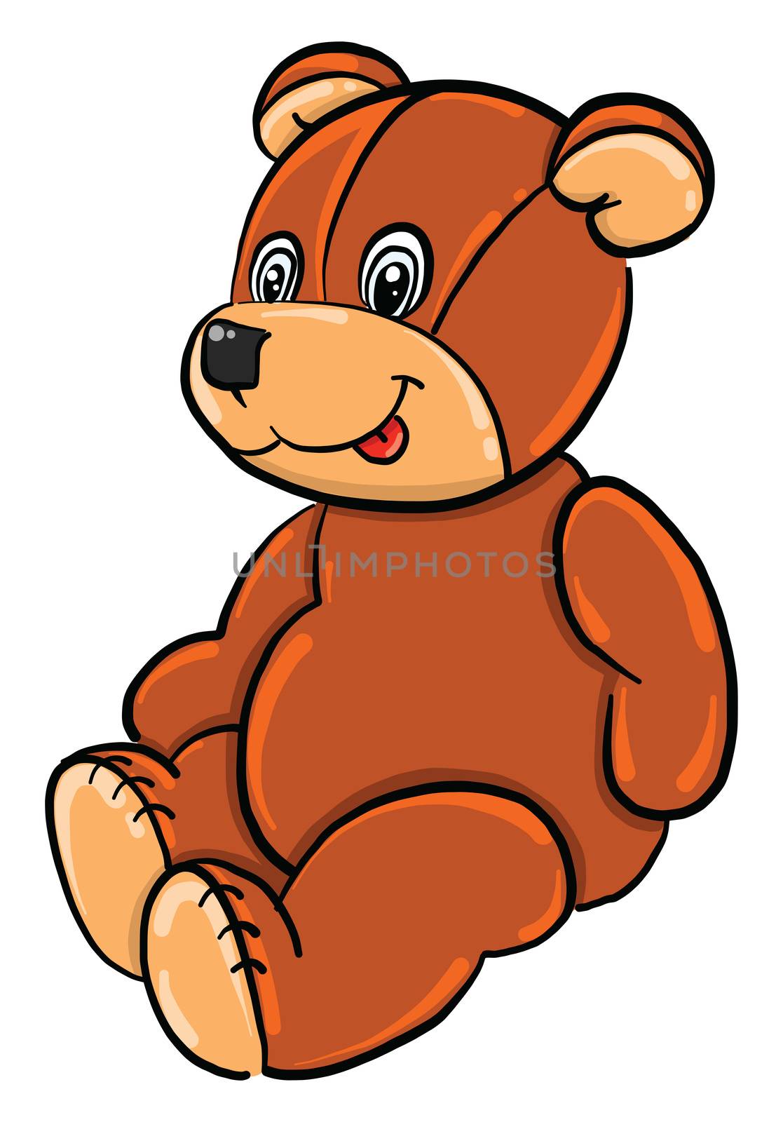 Teddy bear , illustration, vector on white background by Morphart