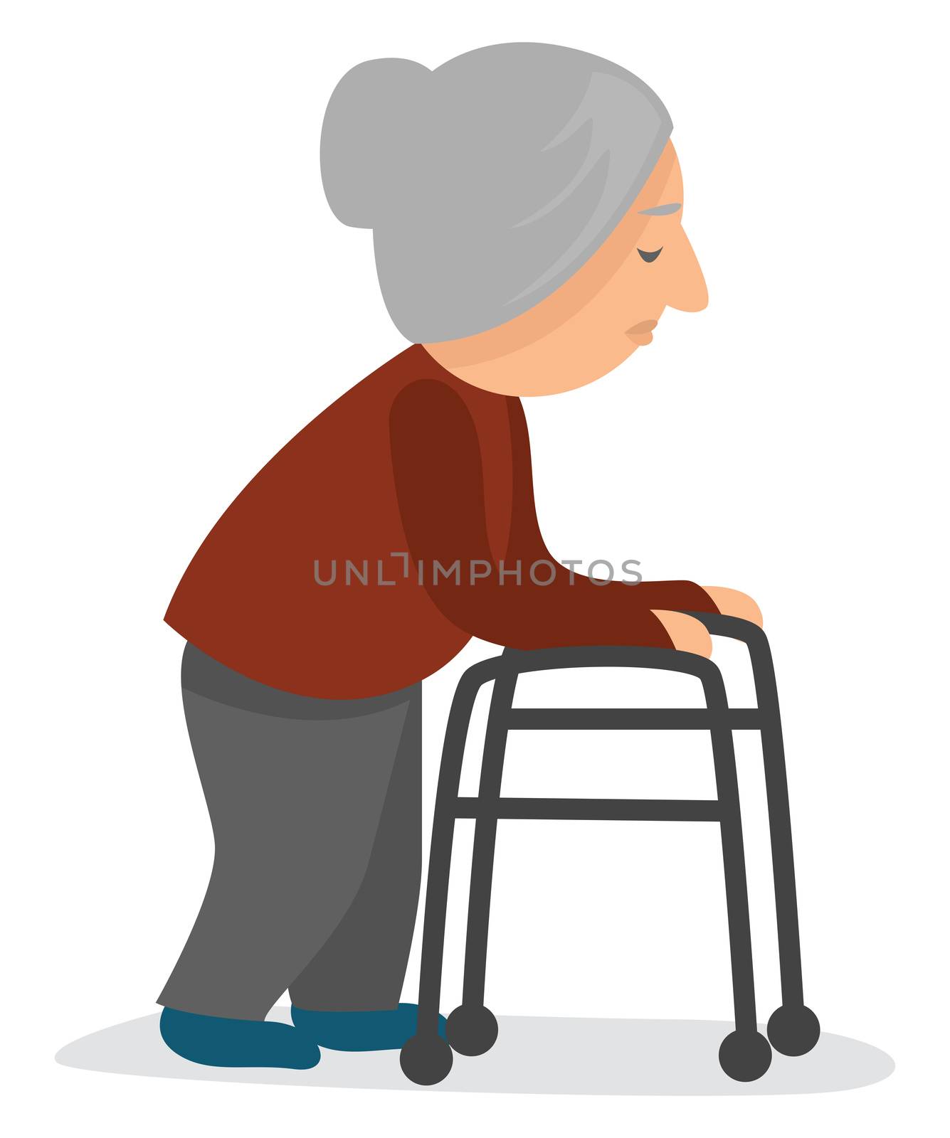 Old woman , illustration, vector on white background