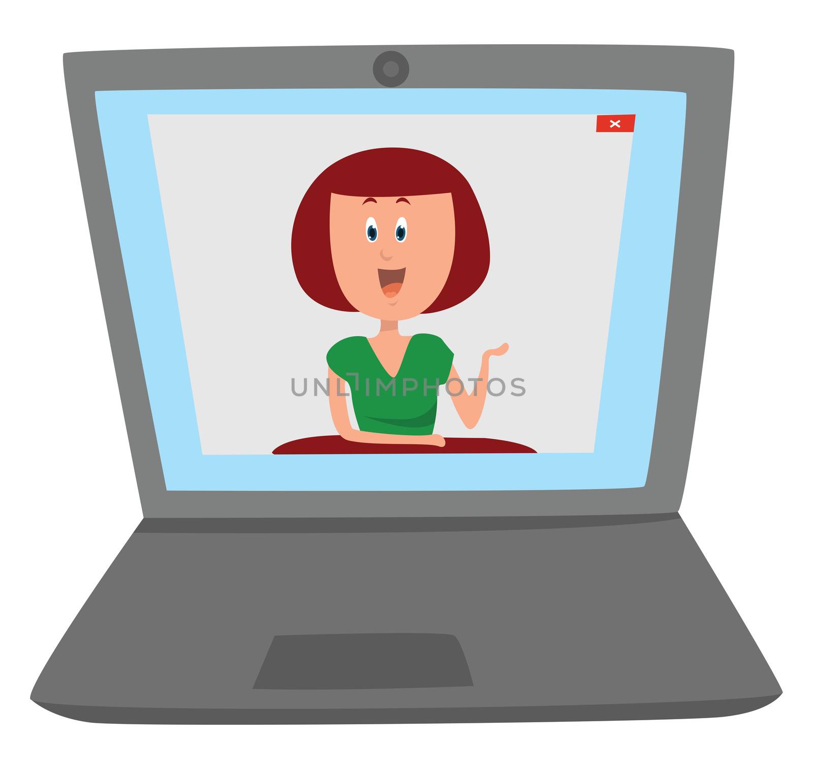 Webinar on laptop , illustration, vector on white background by Morphart