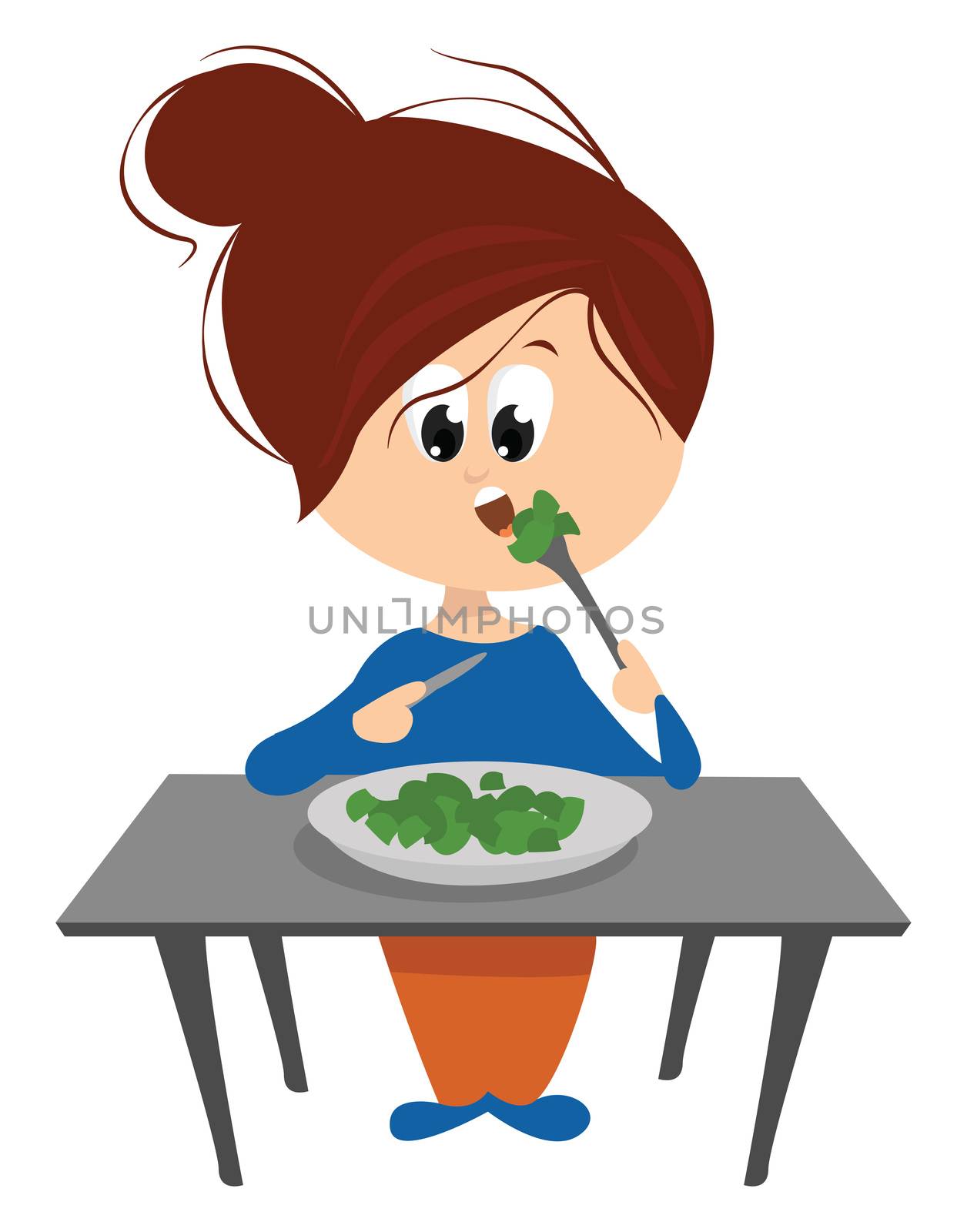 Vegetarian girl , illustration, vector on white background by Morphart