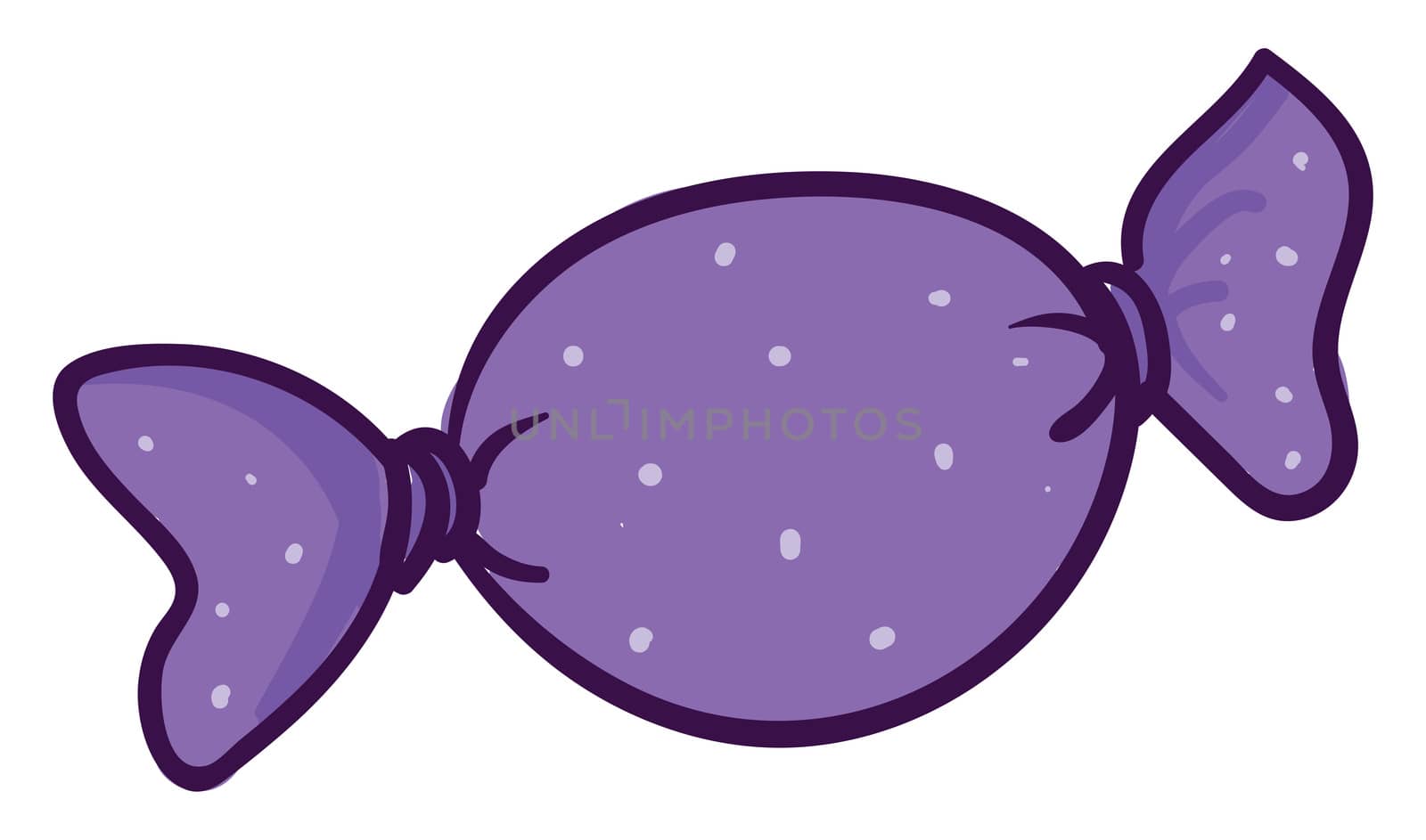 Purple wrapped candy , illustration, vector on white background by Morphart