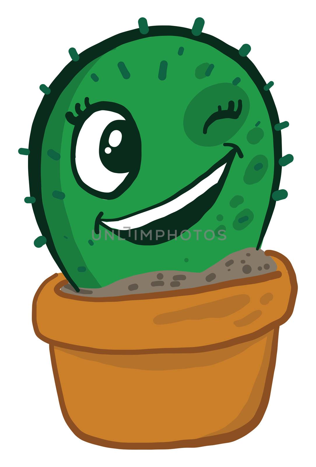 Winking cactus , illustration, vector on white background